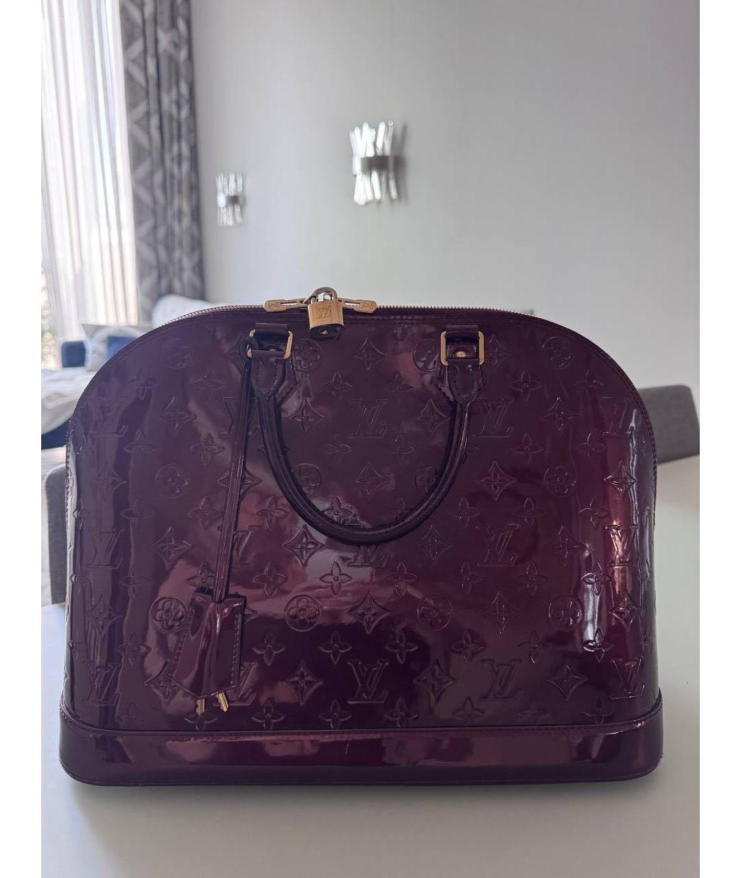 LOUIS VUITTON Бордовая сумка тоут из лакированной кожи, фото 9