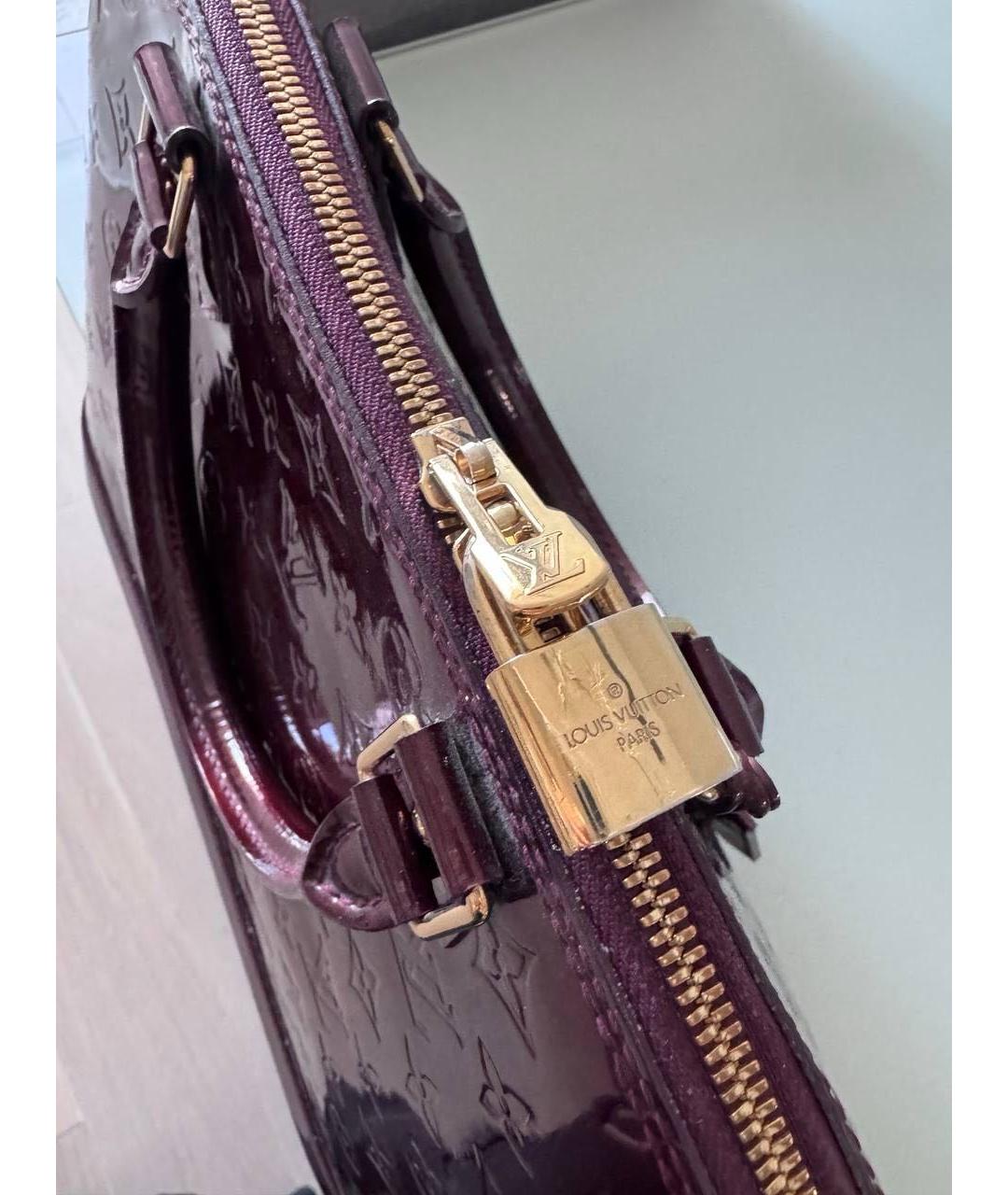 LOUIS VUITTON Бордовая сумка тоут из лакированной кожи, фото 5