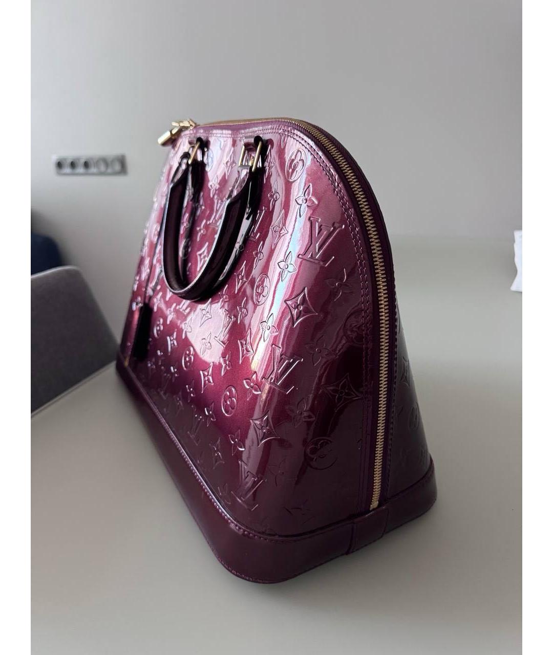 LOUIS VUITTON Бордовая сумка тоут из лакированной кожи, фото 2