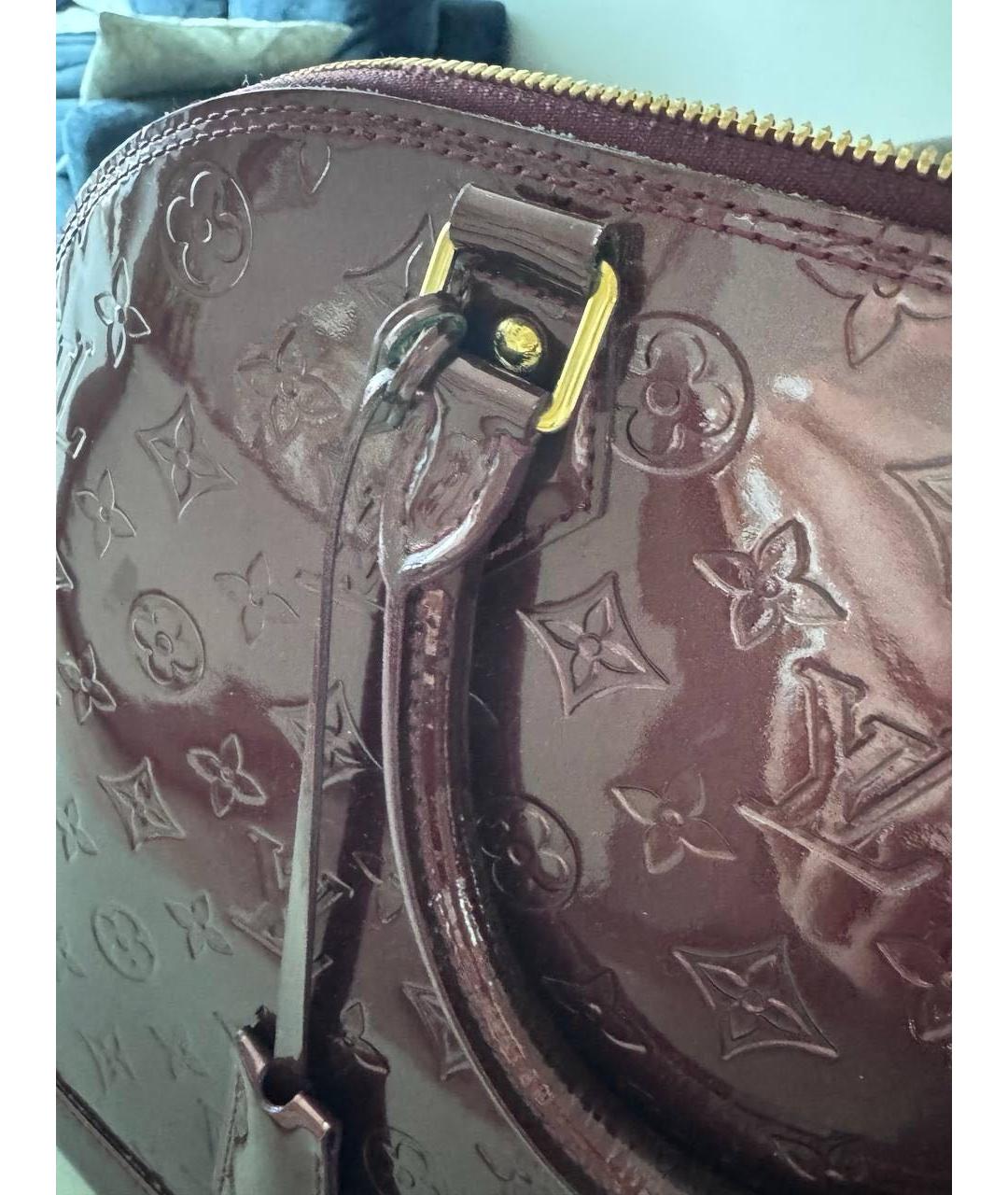 LOUIS VUITTON Бордовая сумка тоут из лакированной кожи, фото 6