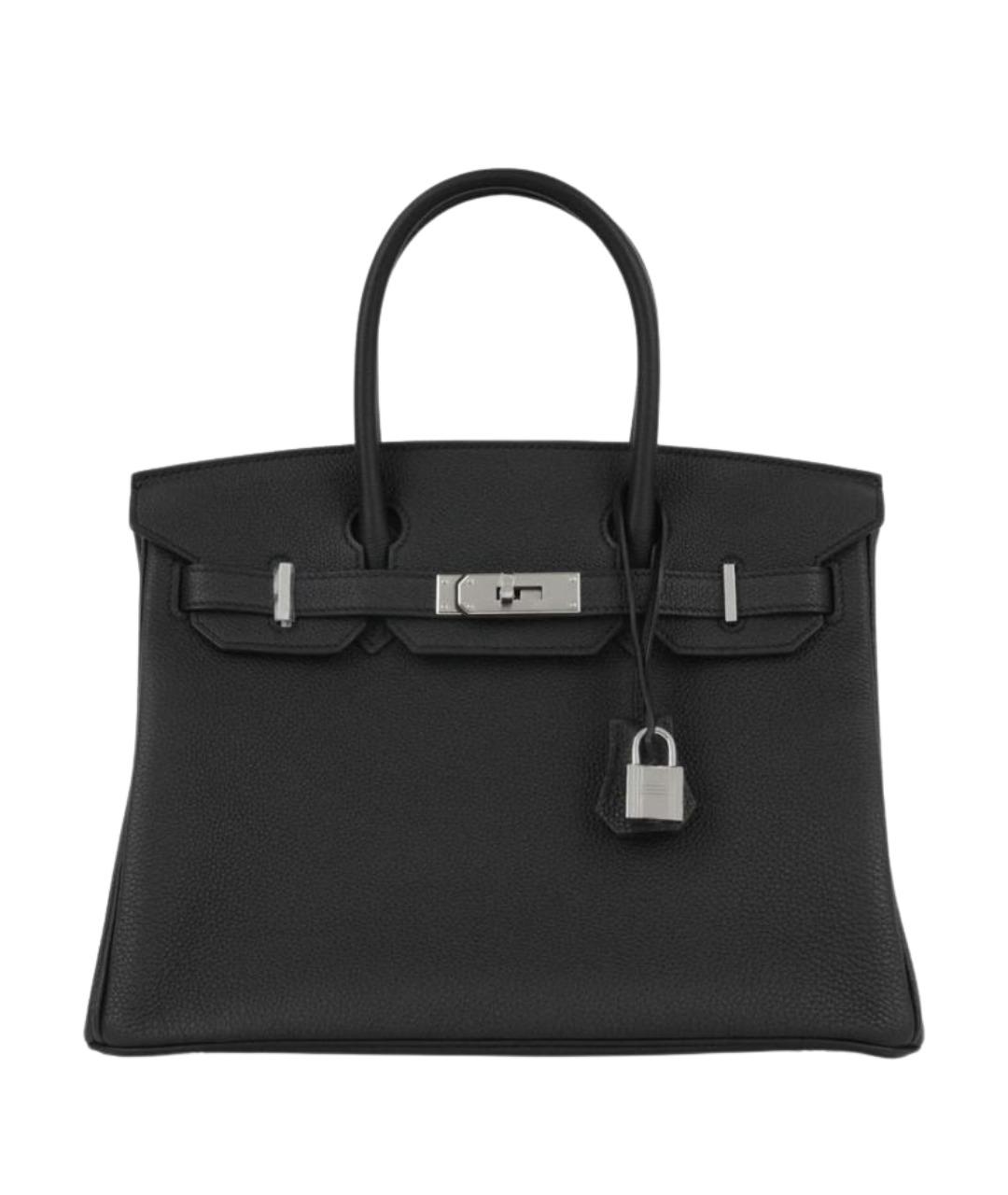 HERMES Черная кожаная сумка с короткими ручками, фото 1