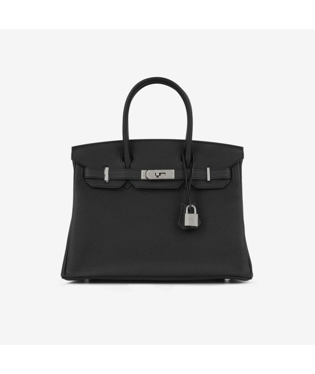 HERMES Черная кожаная сумка с короткими ручками, фото 3
