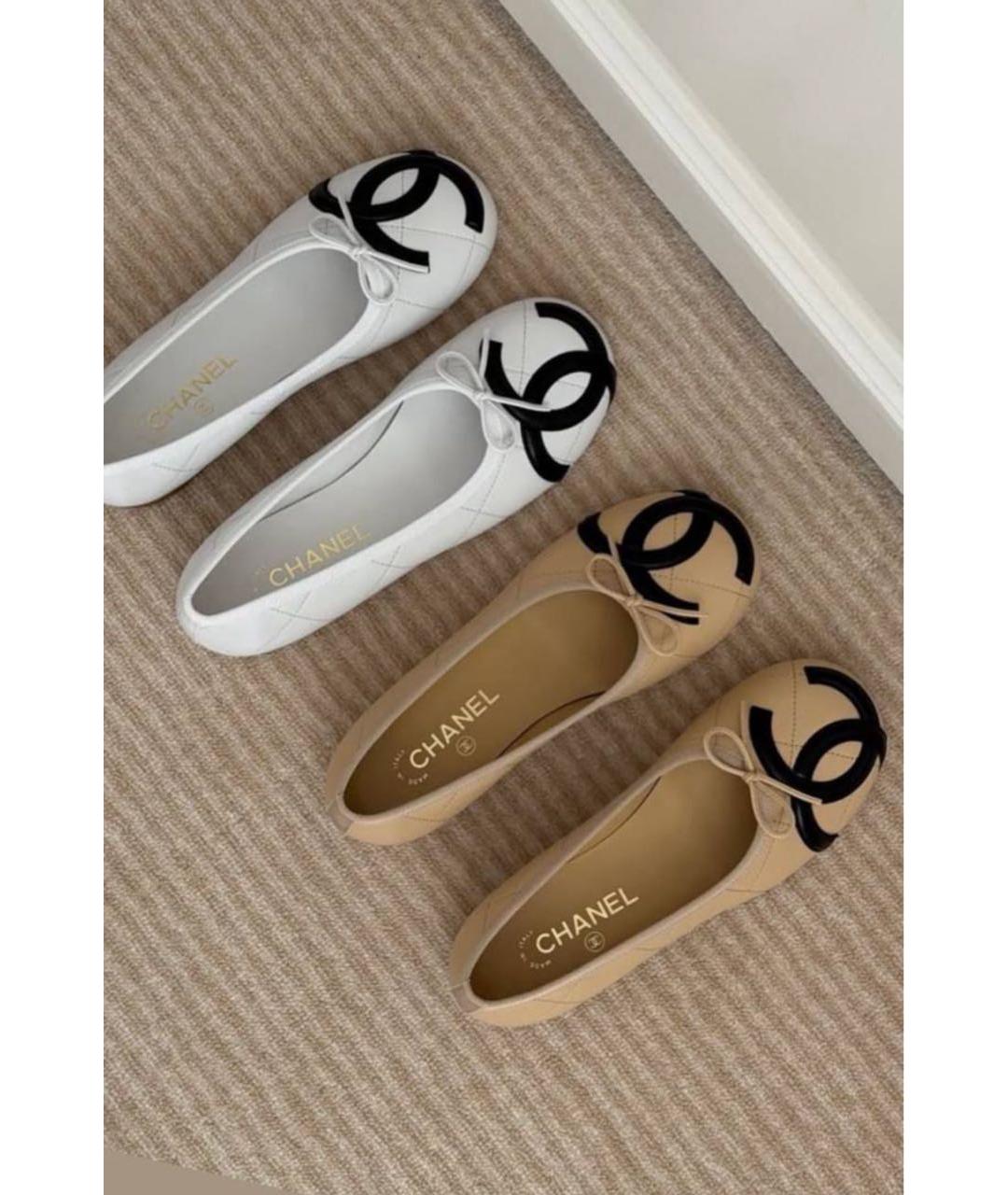 CHANEL Бежевые кожаные балетки, фото 2