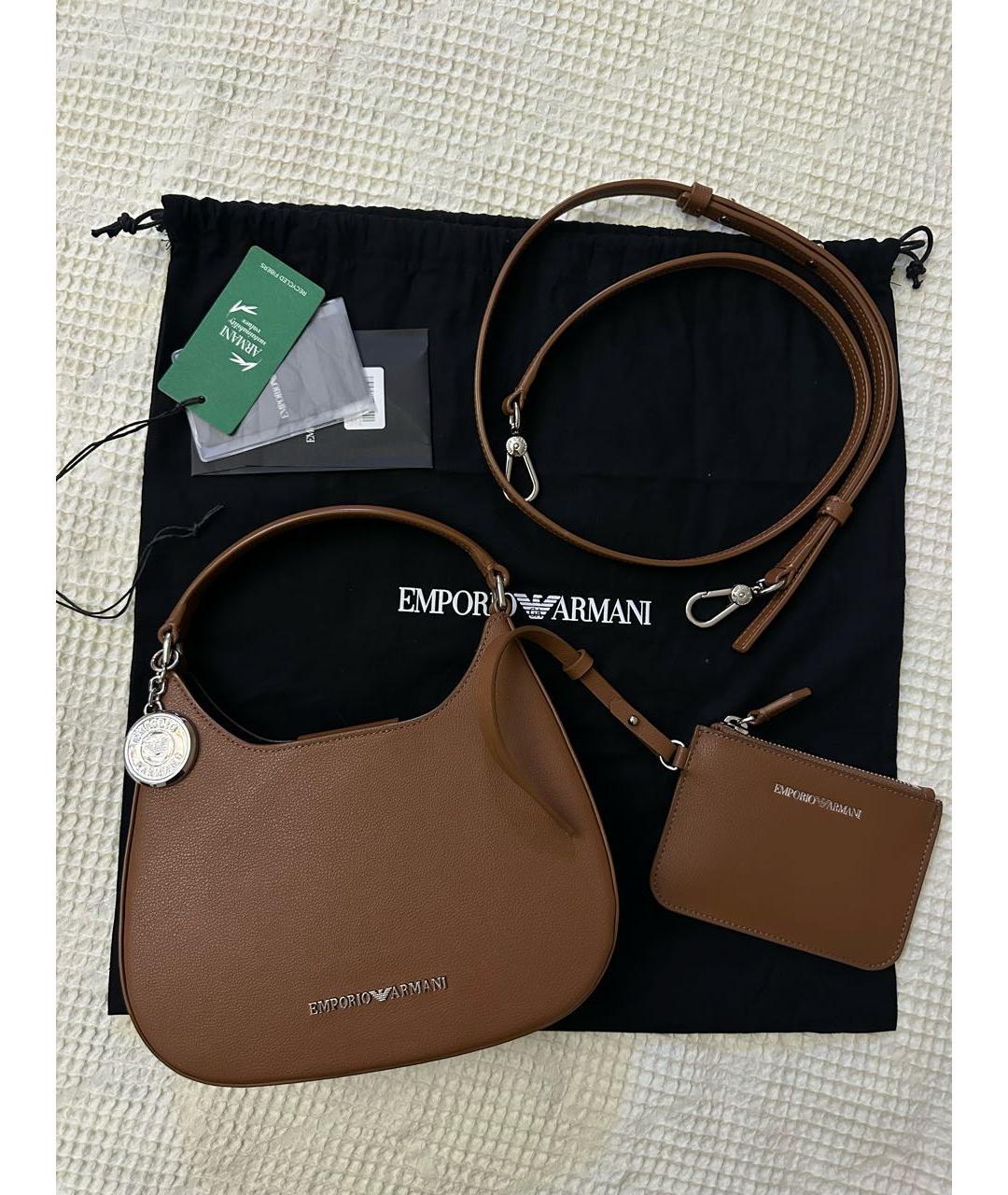 EMPORIO ARMANI Коричневая сумка с короткими ручками из искусственной кожи, фото 5