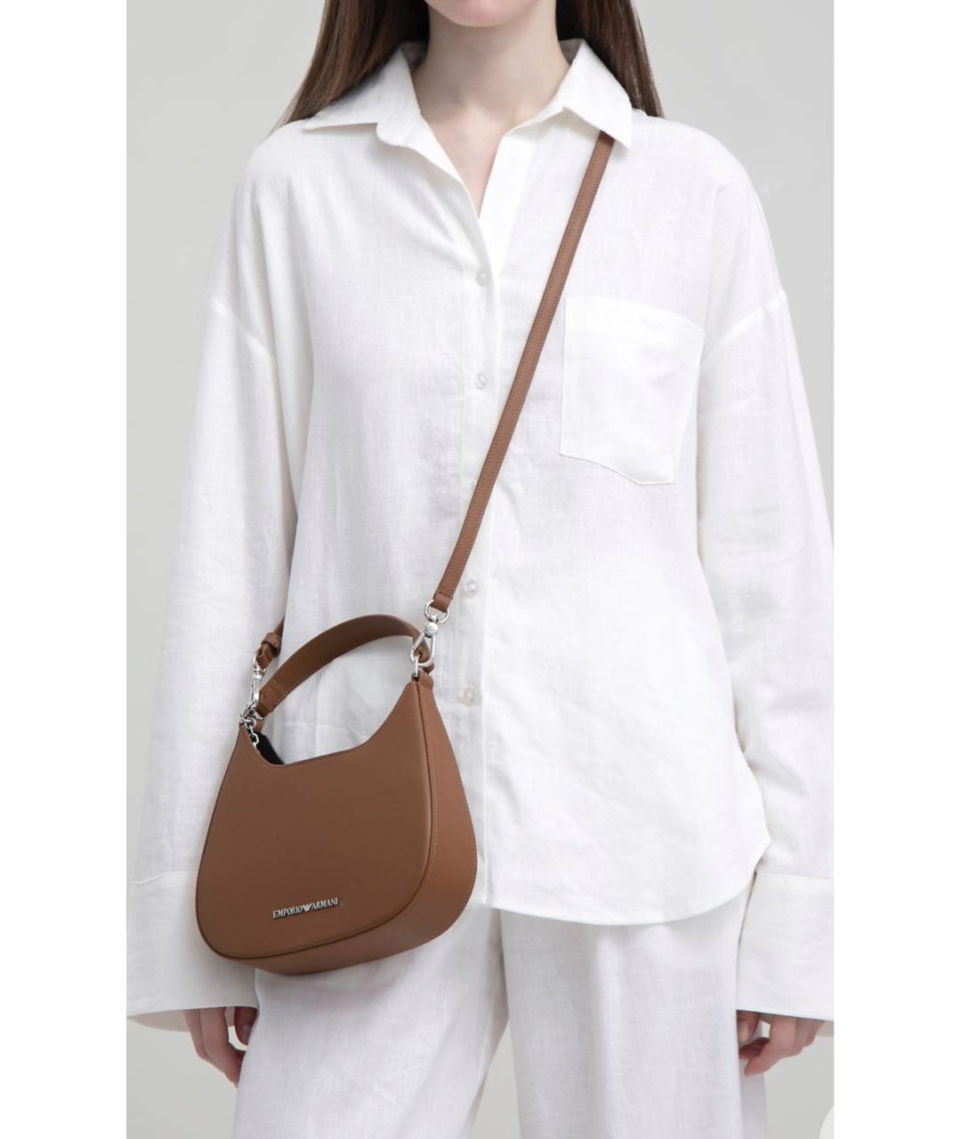 EMPORIO ARMANI Коричневая сумка с короткими ручками из искусственной кожи, фото 8