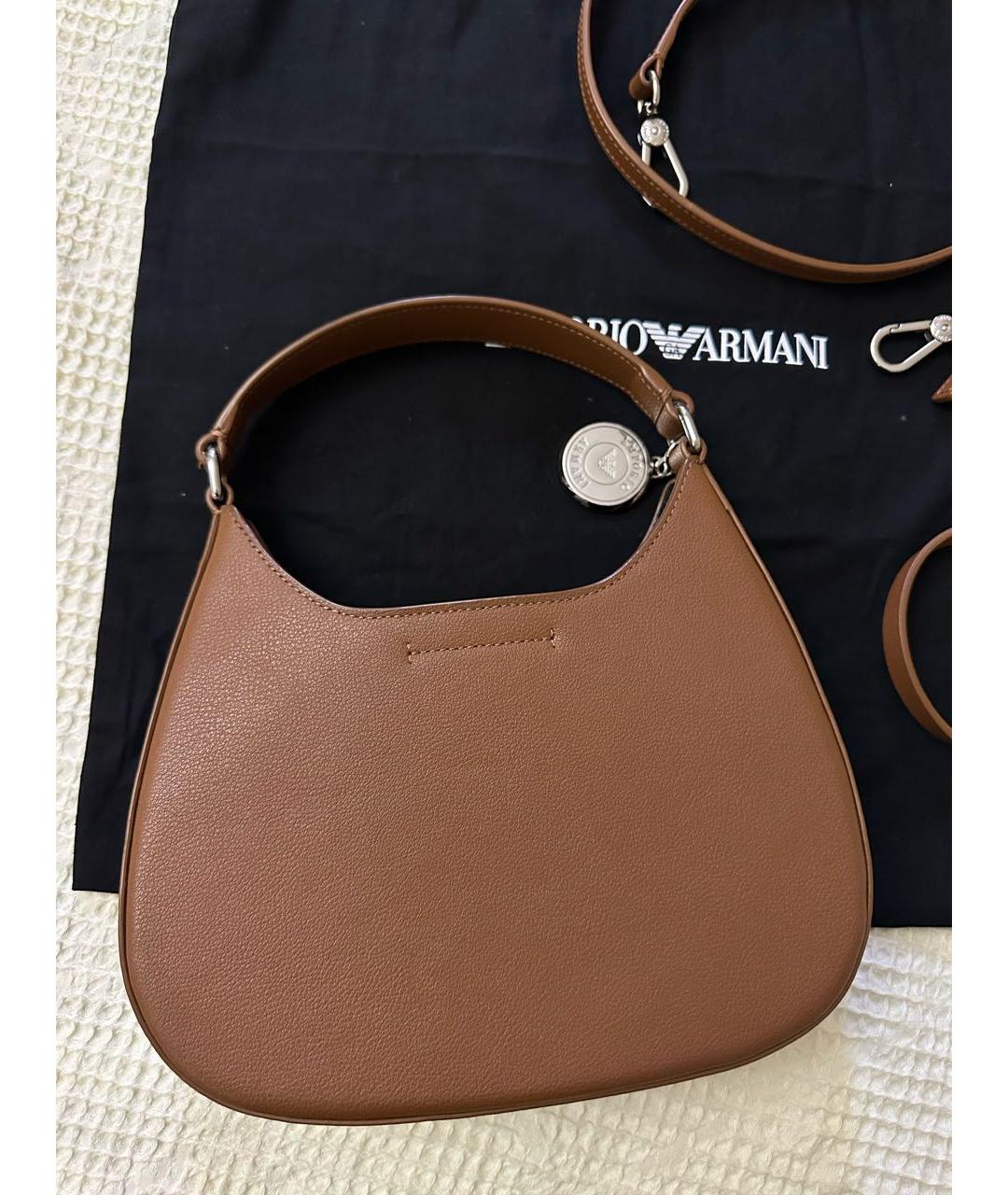 EMPORIO ARMANI Коричневая сумка с короткими ручками из искусственной кожи, фото 3