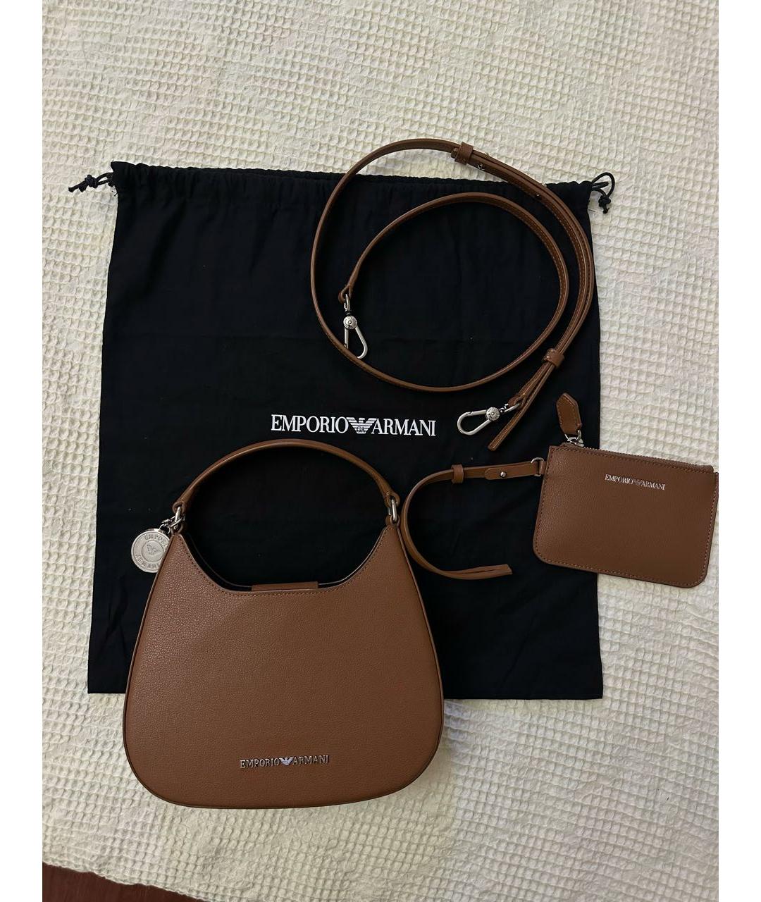 EMPORIO ARMANI Коричневая сумка с короткими ручками из искусственной кожи, фото 2