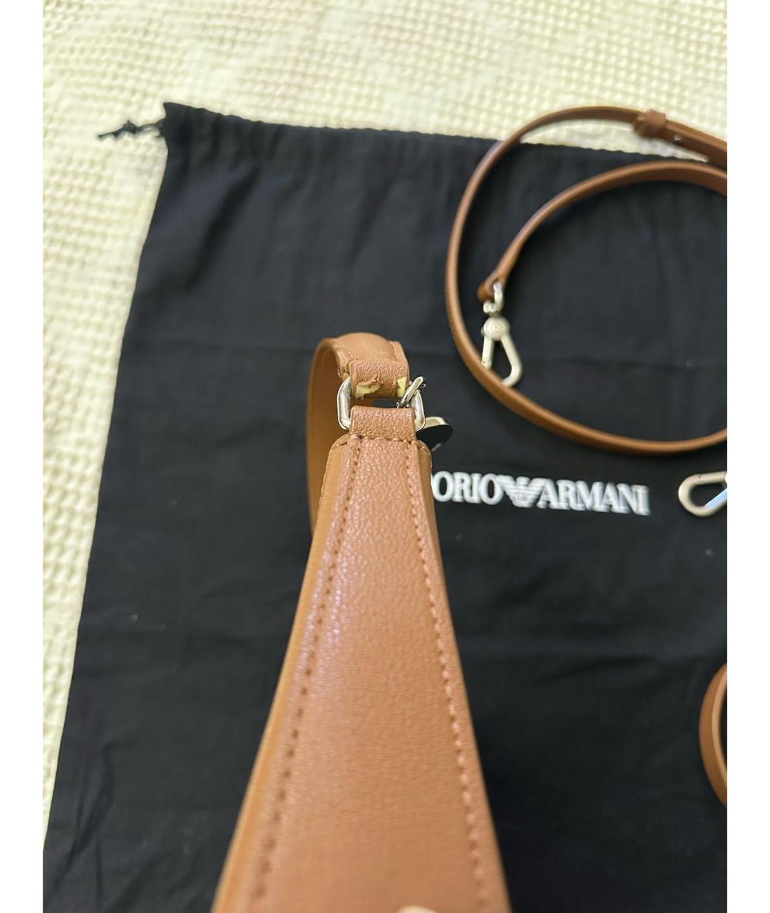 EMPORIO ARMANI Коричневая сумка с короткими ручками из искусственной кожи, фото 7