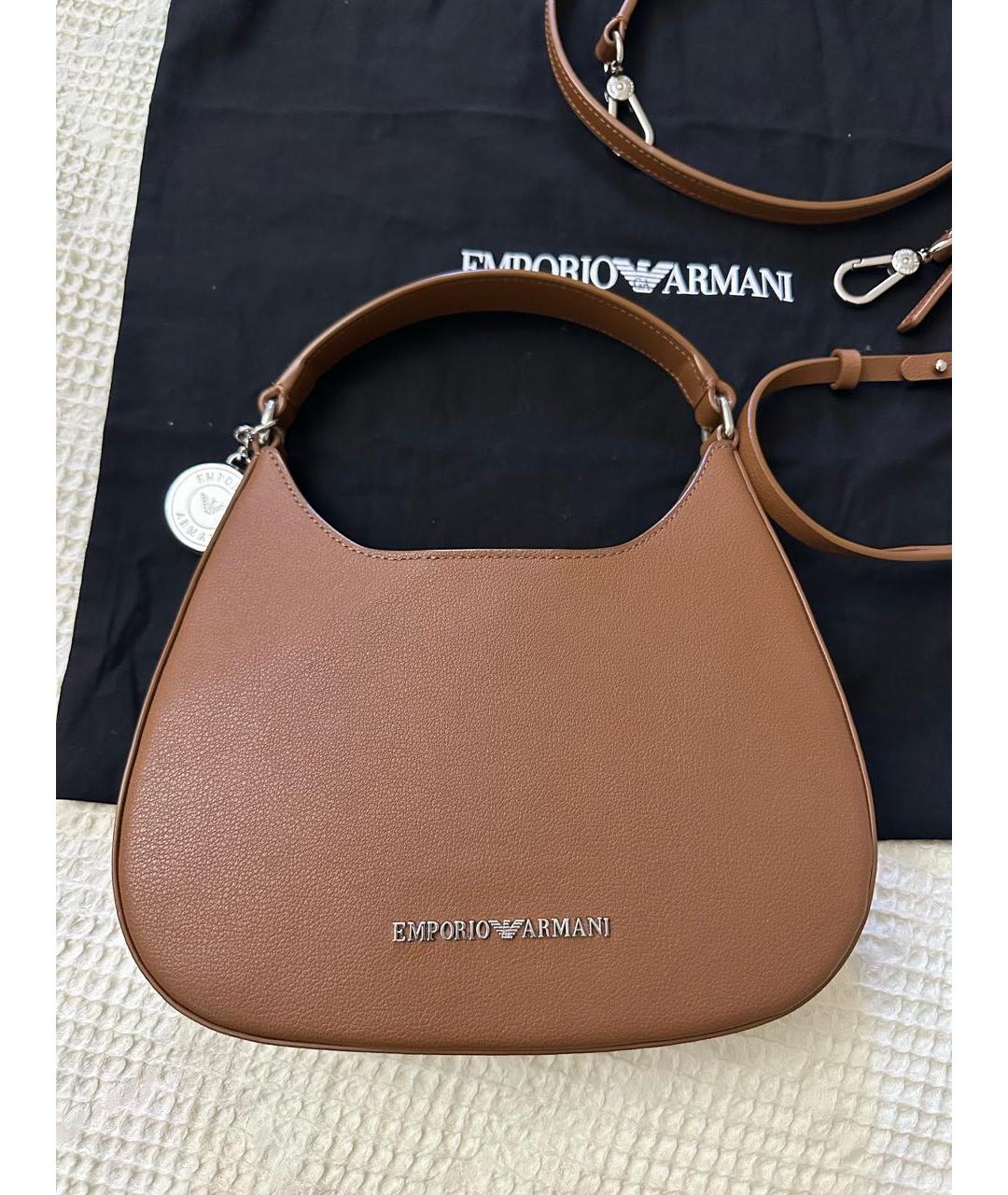EMPORIO ARMANI Коричневая сумка с короткими ручками из искусственной кожи, фото 9