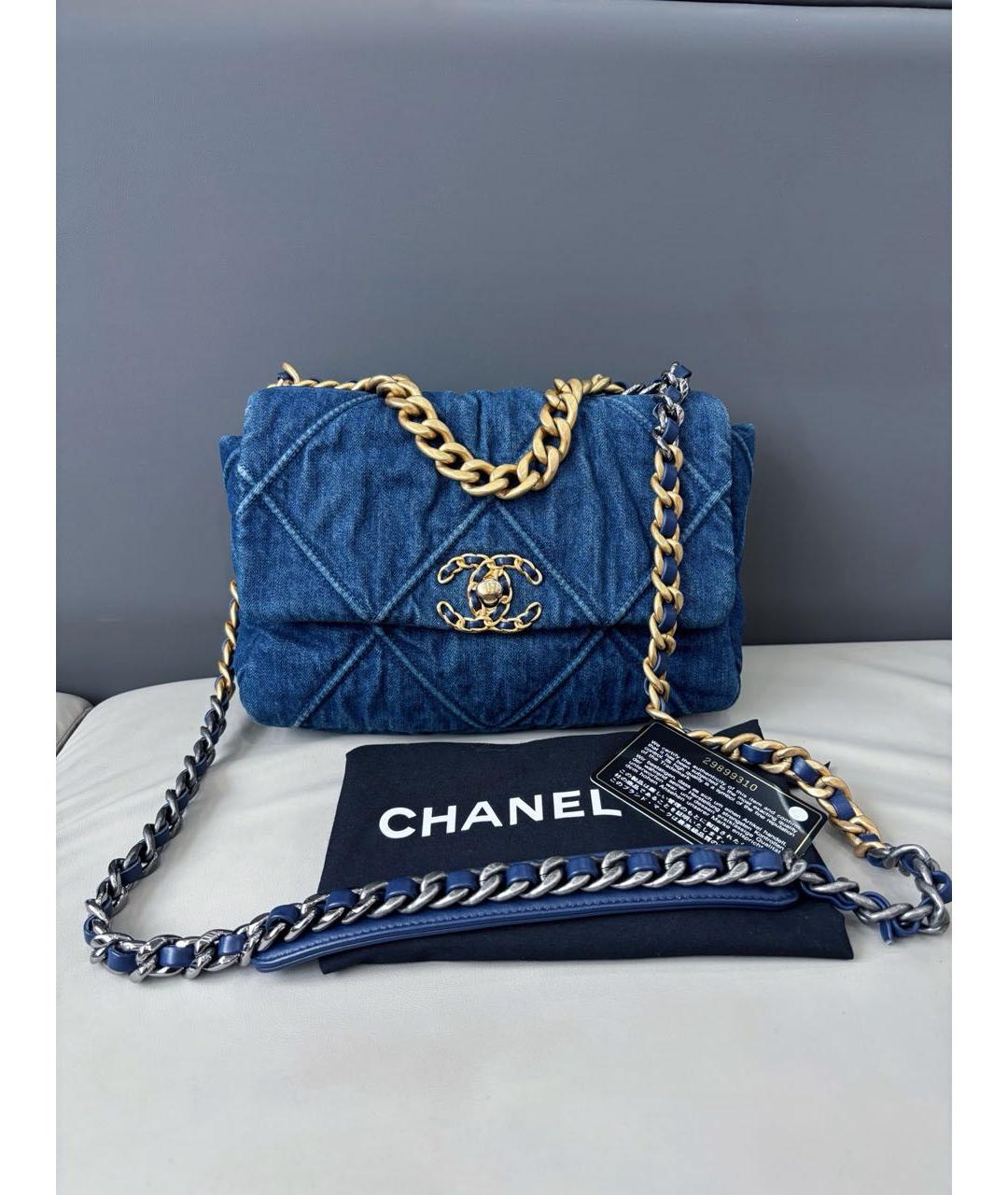 CHANEL Темно-синяя деним сумка через плечо, фото 9