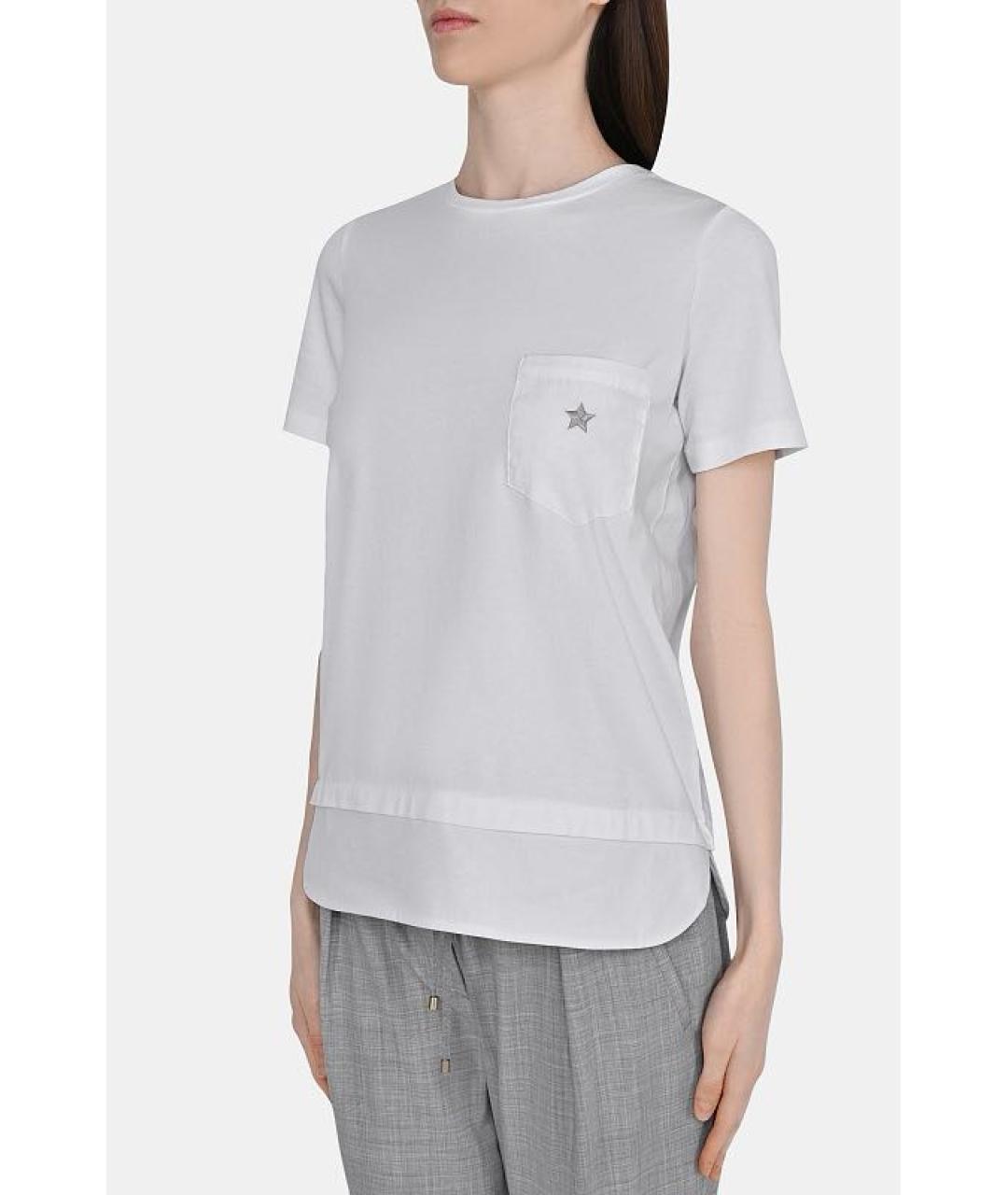 LORENA ANTONIAZZI Белая хлопко-эластановая футболка, фото 2