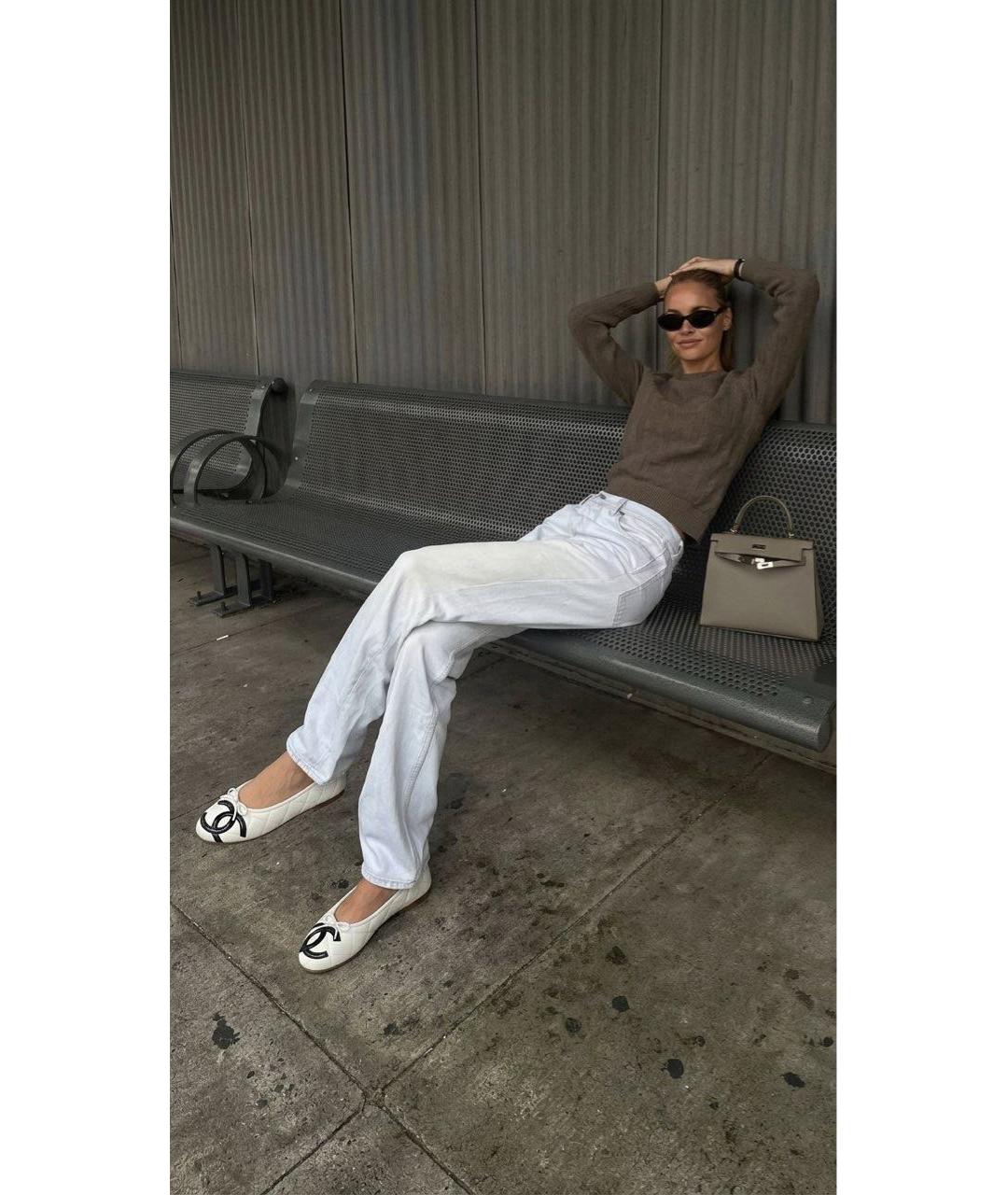 CHANEL Белые кожаные балетки, фото 4