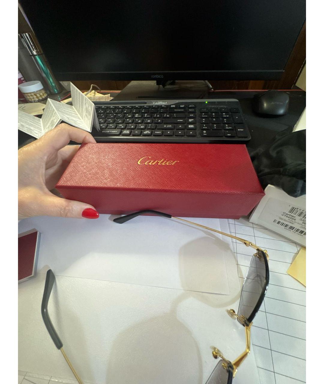 CARTIER Золотые металлические солнцезащитные очки, фото 5