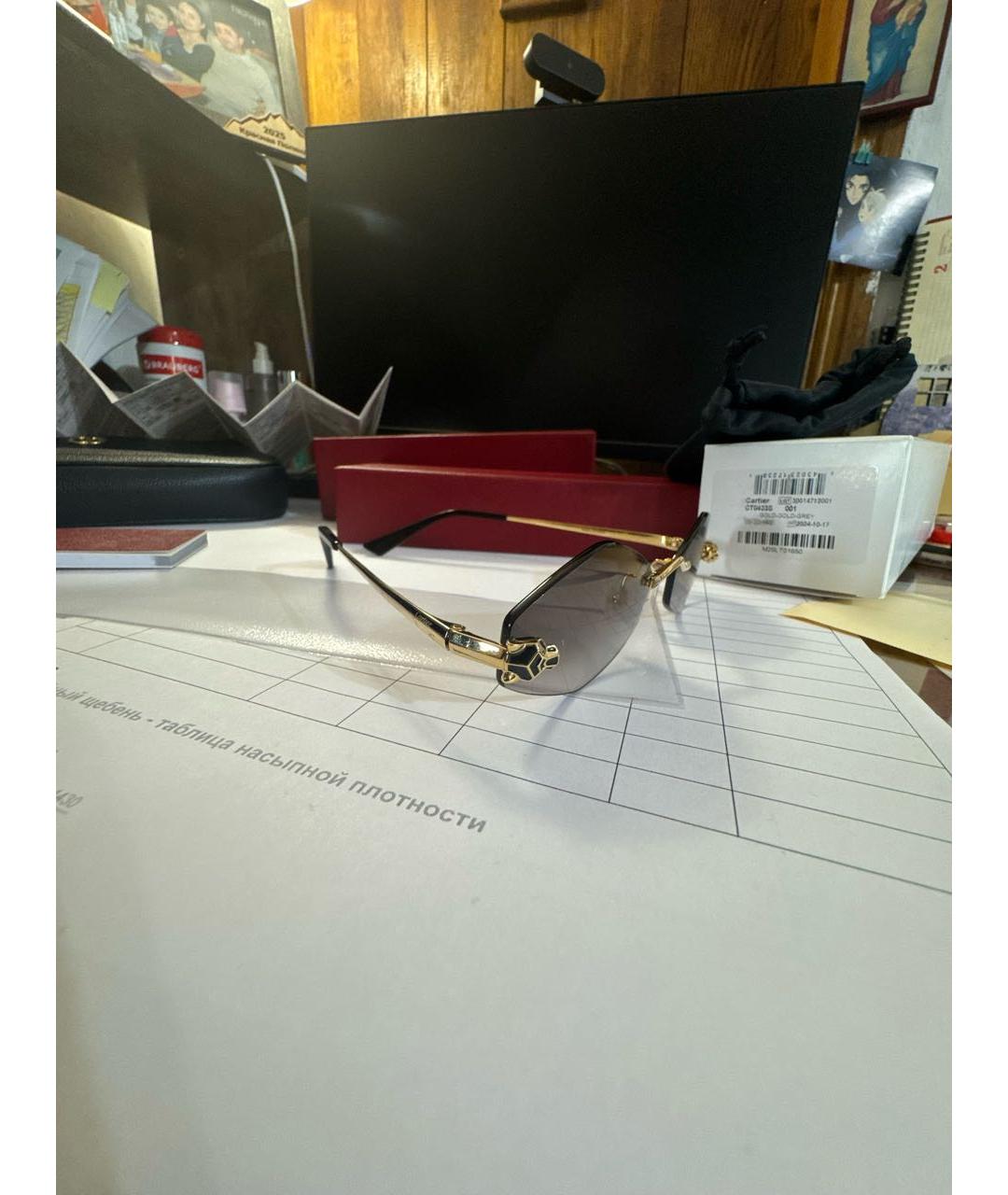 CARTIER Золотые металлические солнцезащитные очки, фото 3