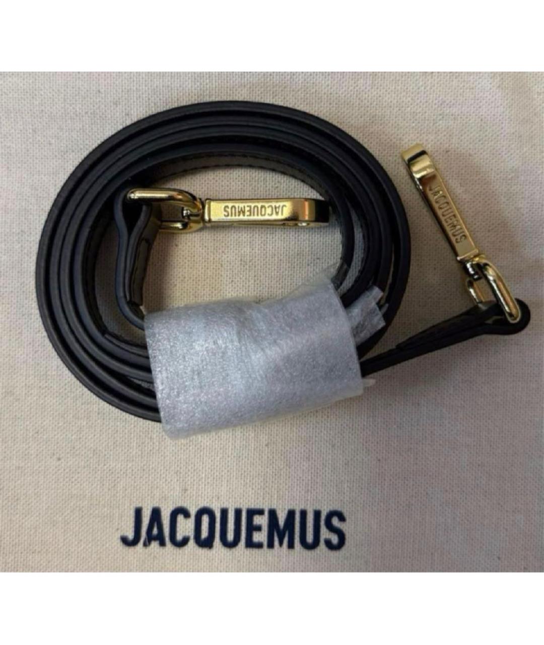 JACQUEMUS Черная кожаная сумка с короткими ручками, фото 5