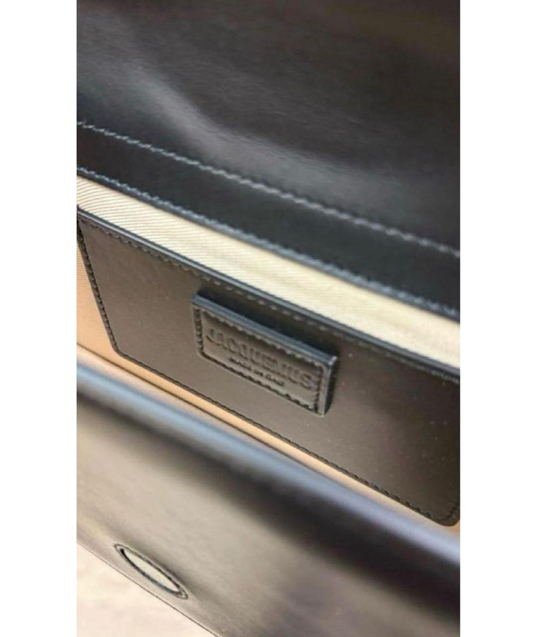 JACQUEMUS Черная кожаная сумка с короткими ручками, фото 4