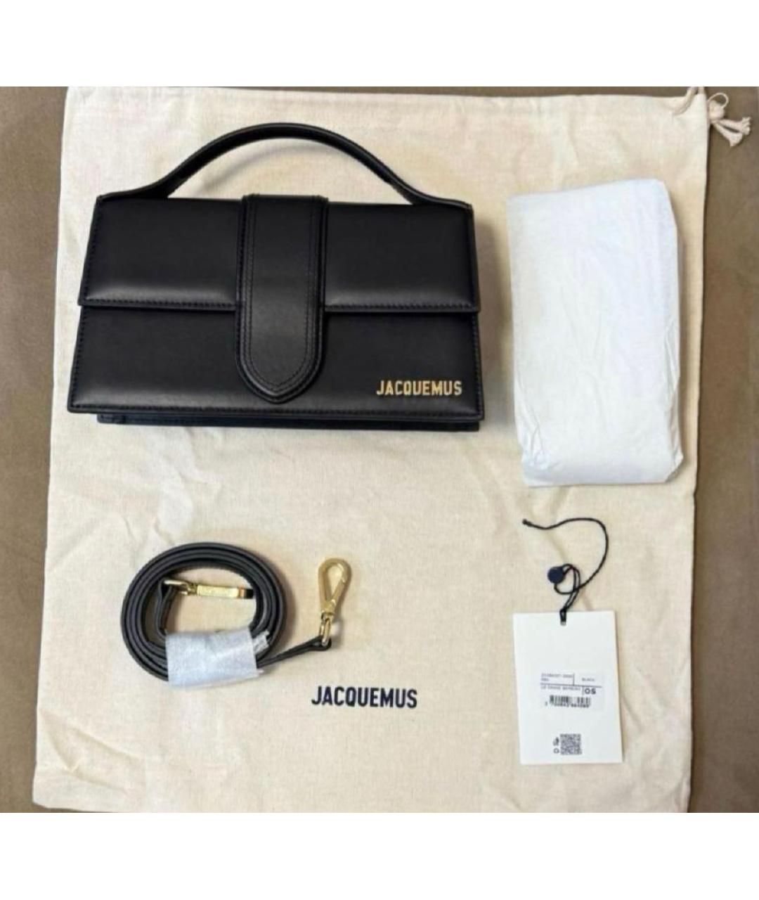 JACQUEMUS Черная кожаная сумка с короткими ручками, фото 6