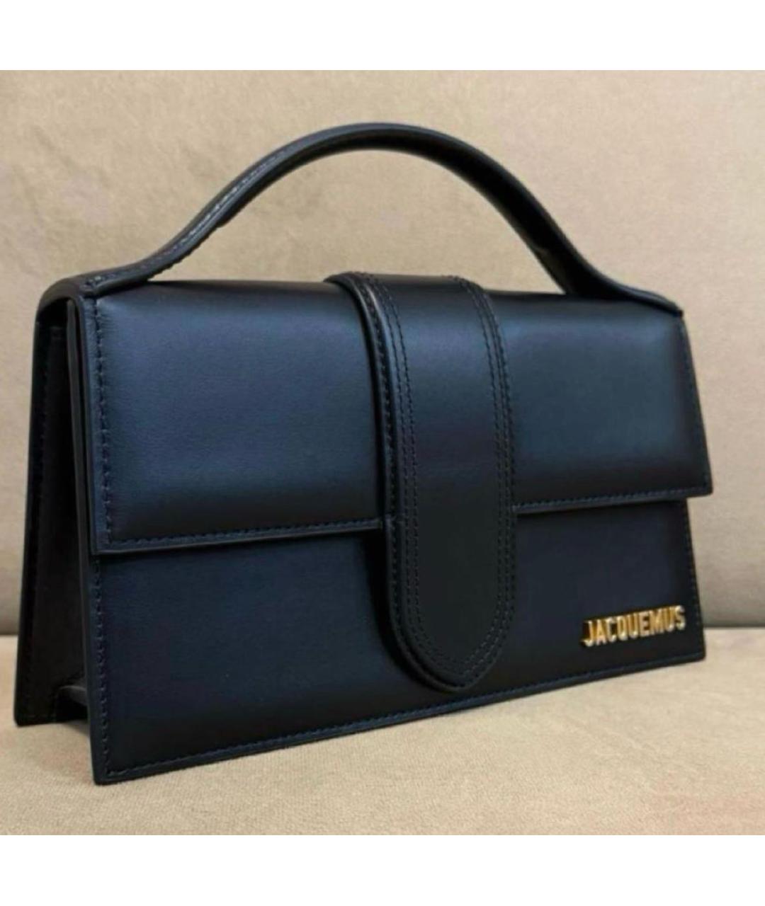 JACQUEMUS Черная кожаная сумка с короткими ручками, фото 2