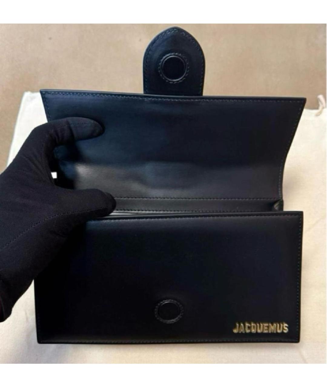 JACQUEMUS Черная кожаная сумка с короткими ручками, фото 7