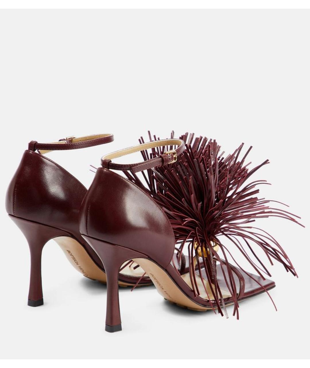 BOTTEGA VENETA Бордовые кожаные босоножки, фото 3