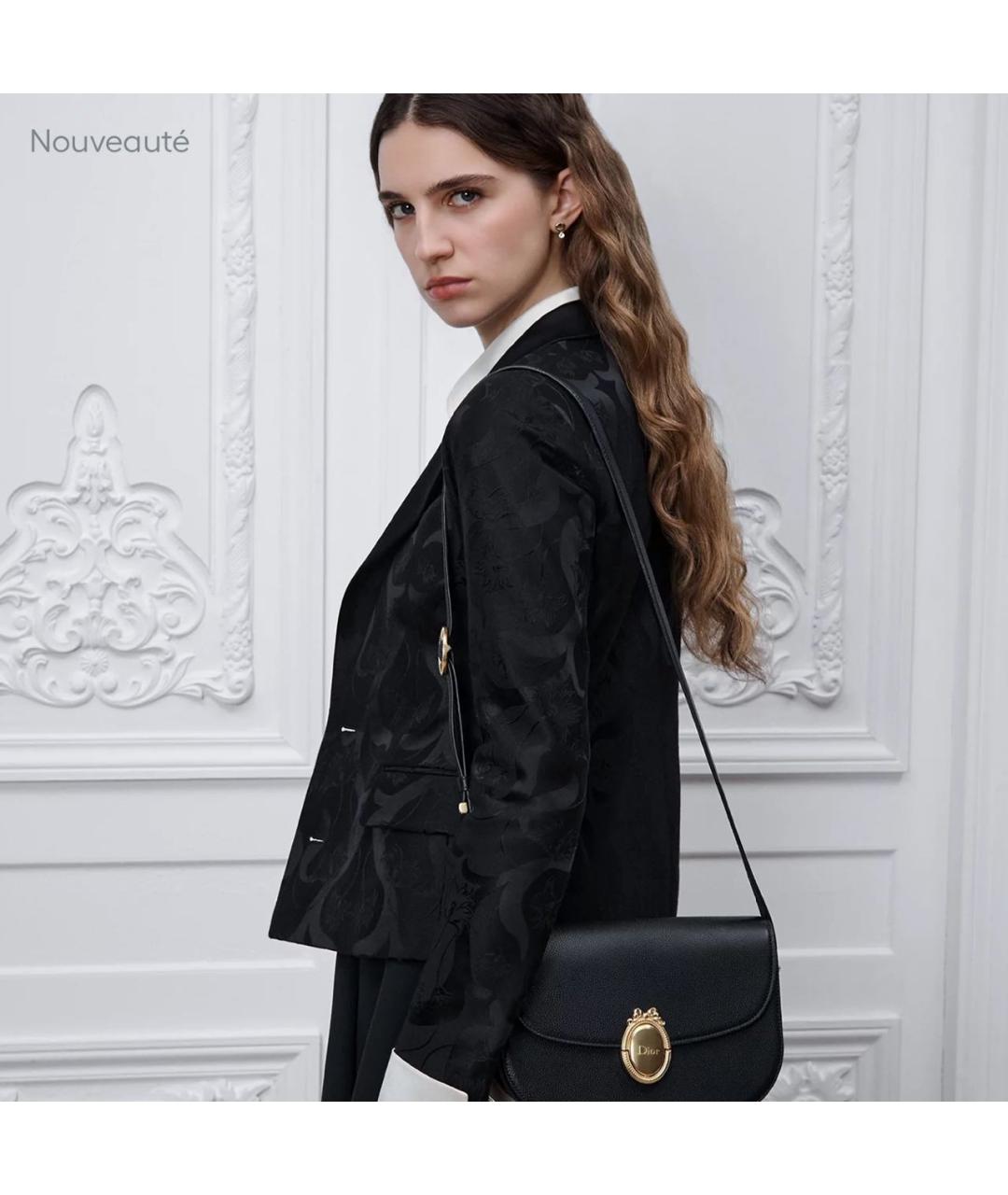 CHRISTIAN DIOR Черная кожаная сумка через плечо, фото 2