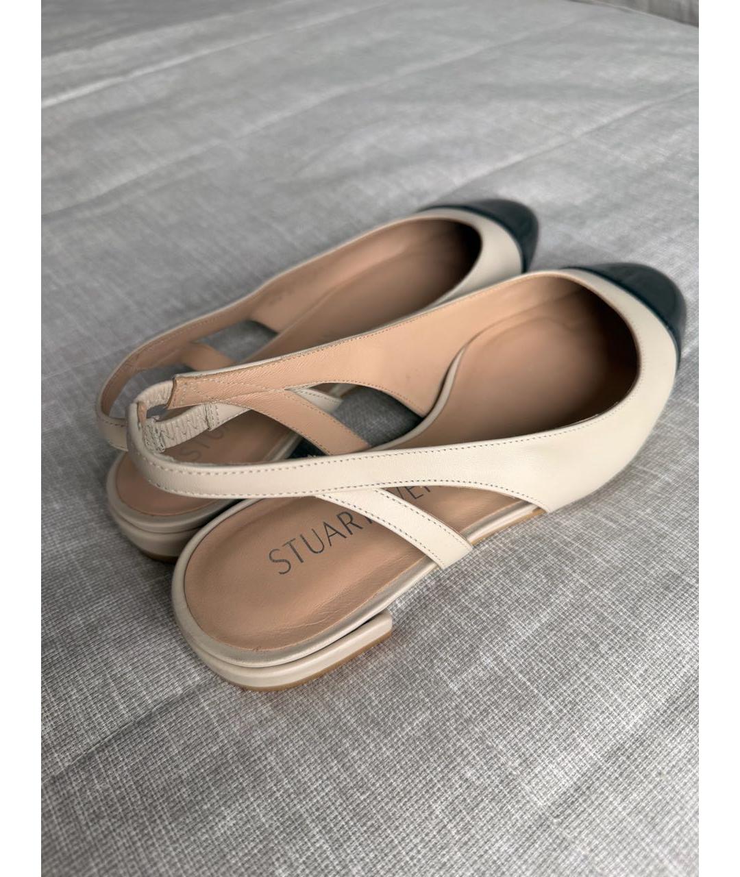 STUART WEITZMAN Бежевые кожаные туфли, фото 5