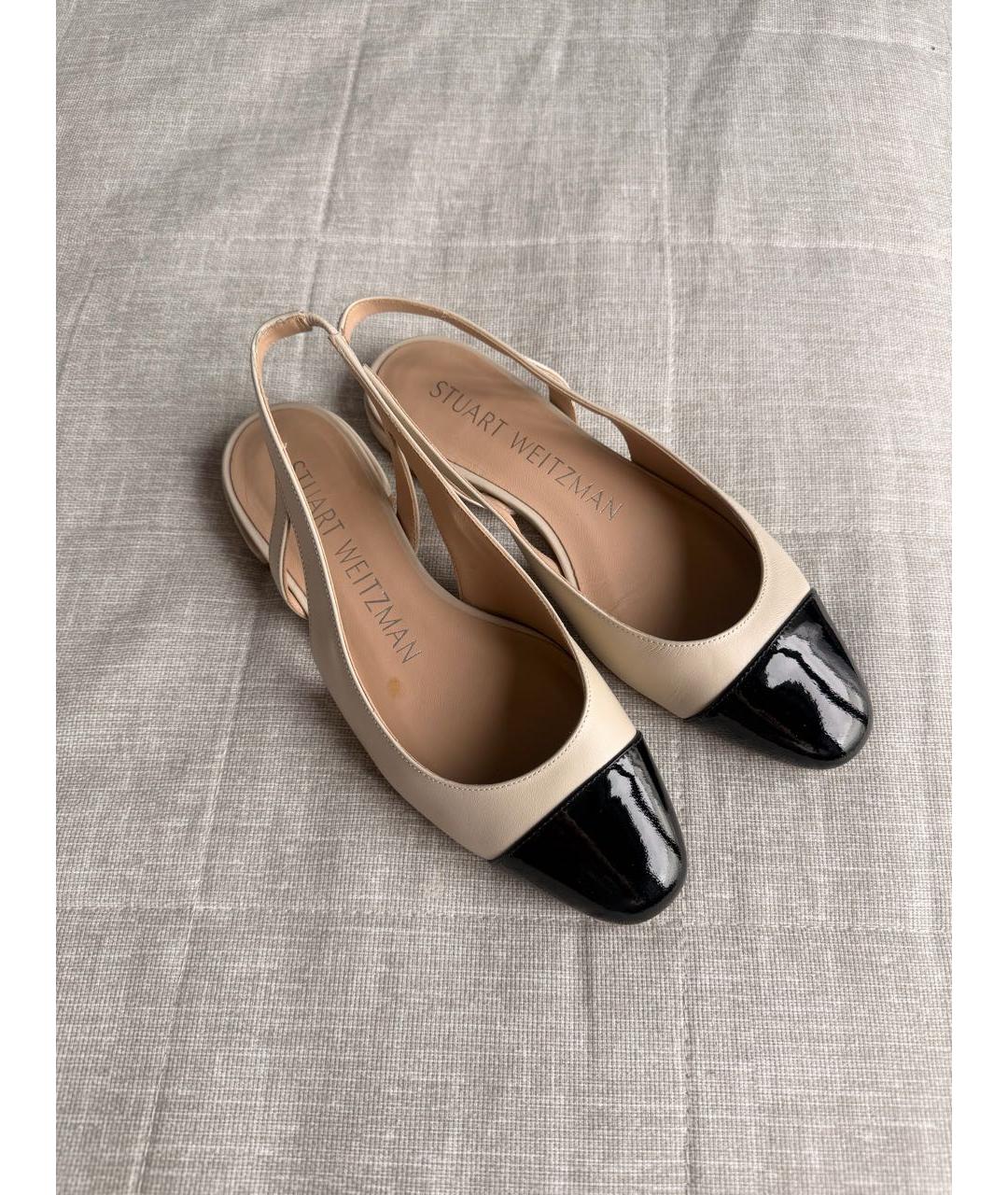 STUART WEITZMAN Бежевые кожаные туфли, фото 8