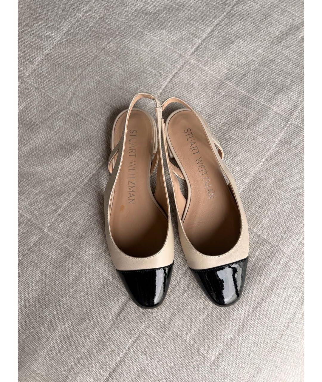 STUART WEITZMAN Бежевые кожаные туфли, фото 2