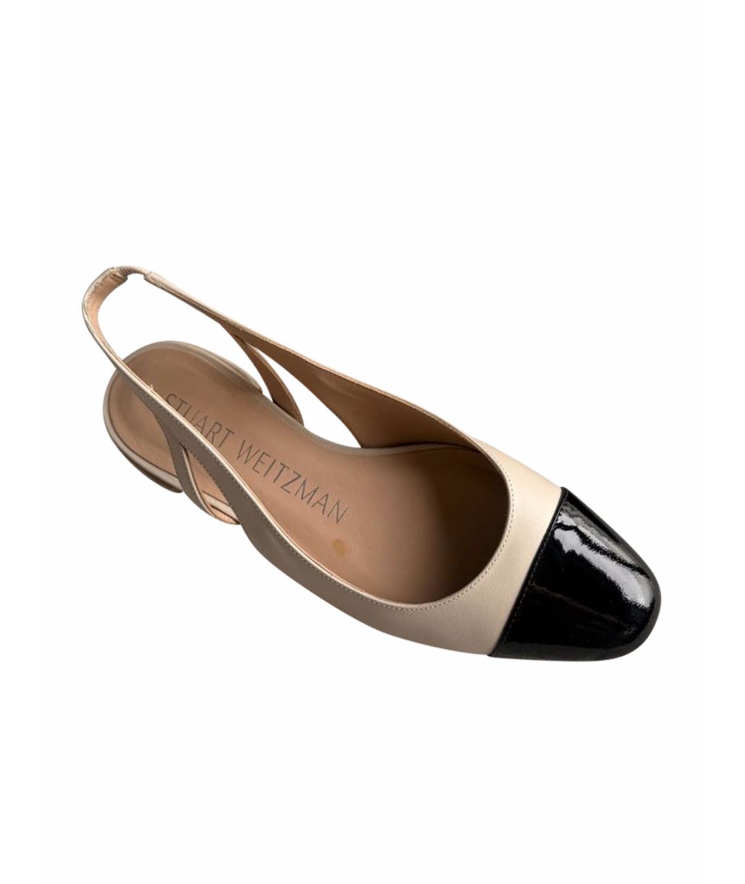 STUART WEITZMAN Бежевые кожаные туфли, фото 9