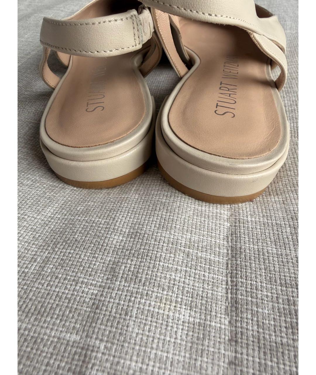 STUART WEITZMAN Бежевые кожаные туфли, фото 6