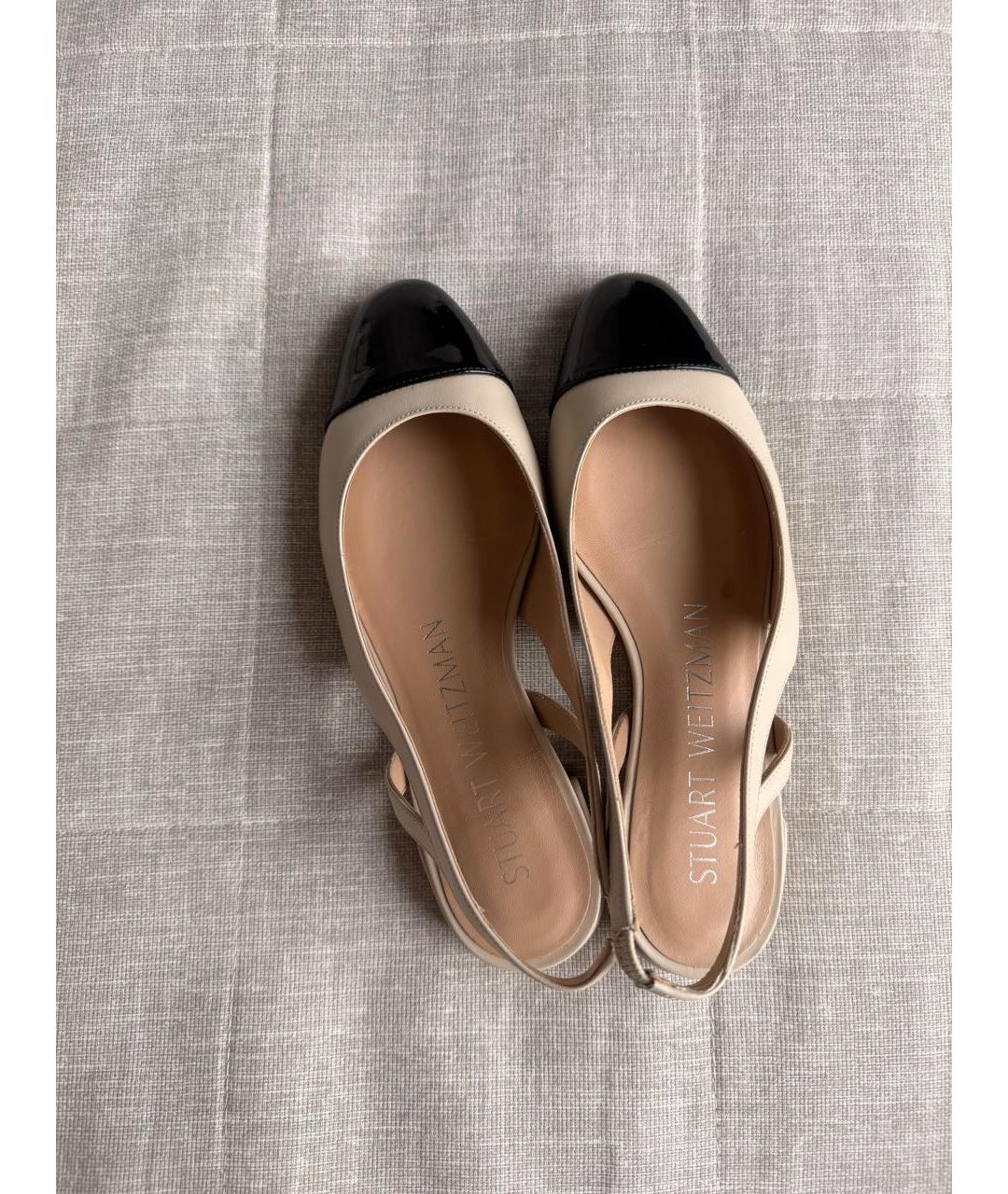 STUART WEITZMAN Бежевые кожаные туфли, фото 4