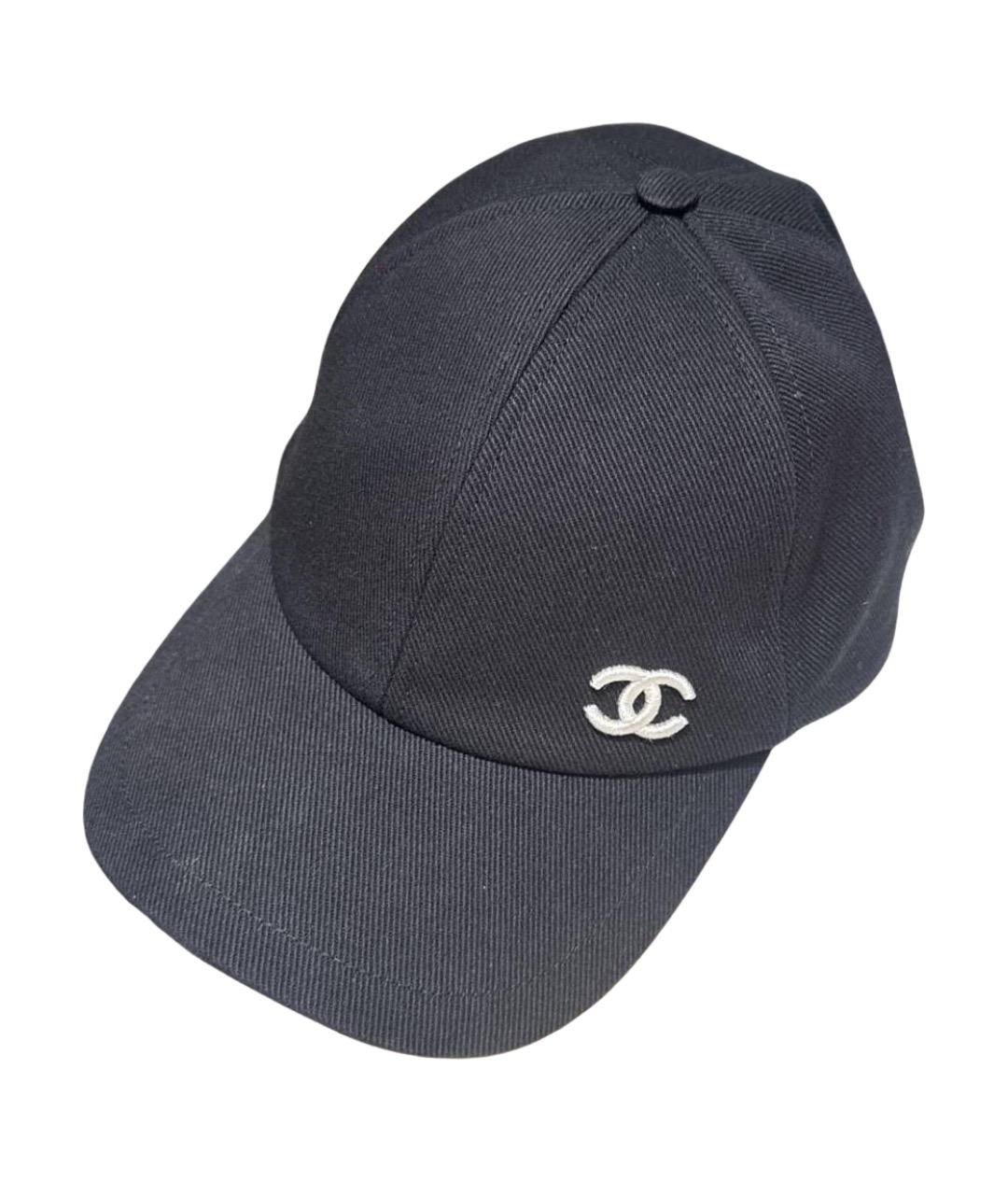 CHANEL Черная хлопковая кепка, фото 1