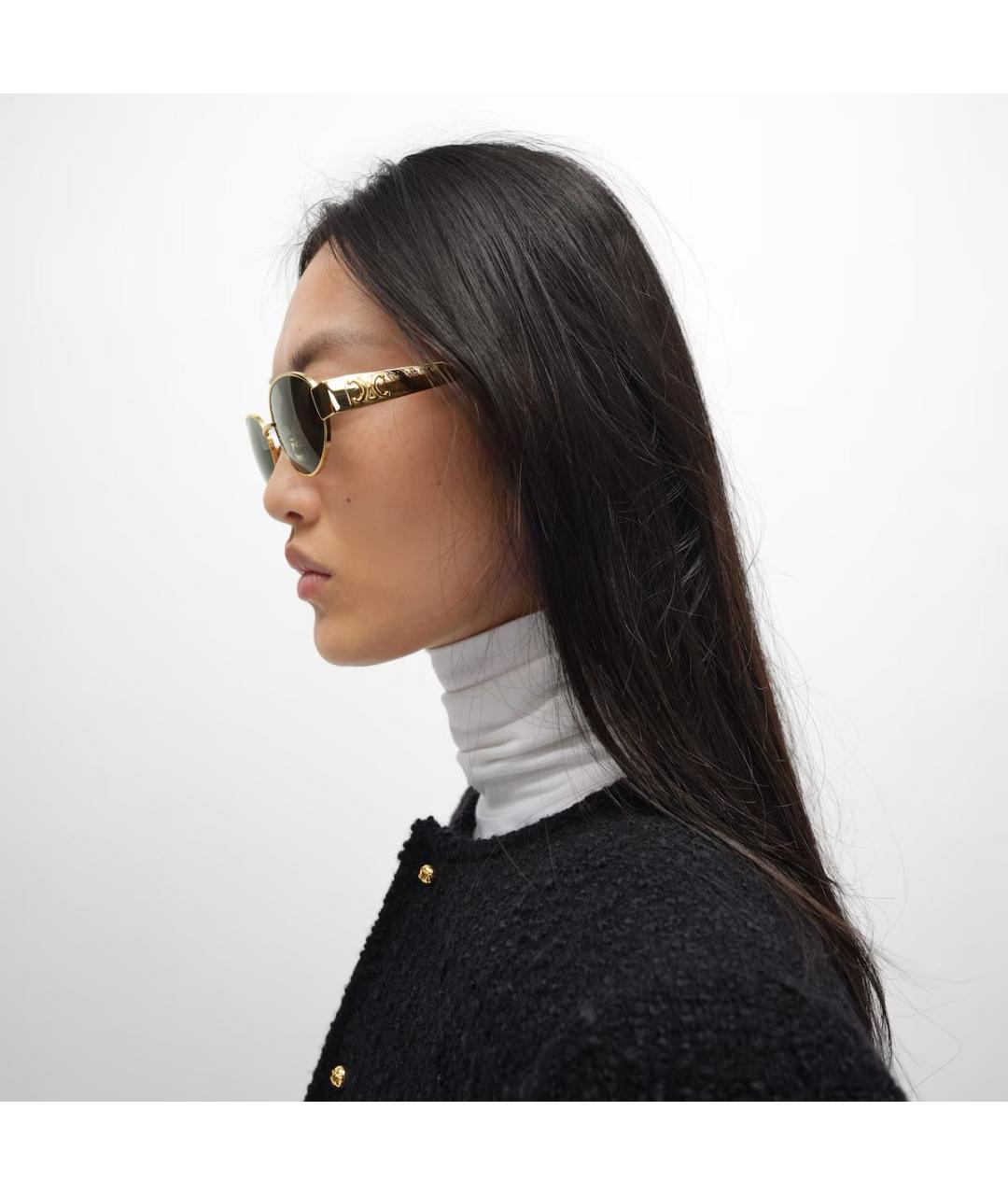 CELINE Золотые металлические солнцезащитные очки, фото 3