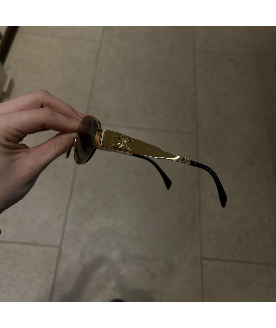 CELINE Золотые металлические солнцезащитные очки, фото 5