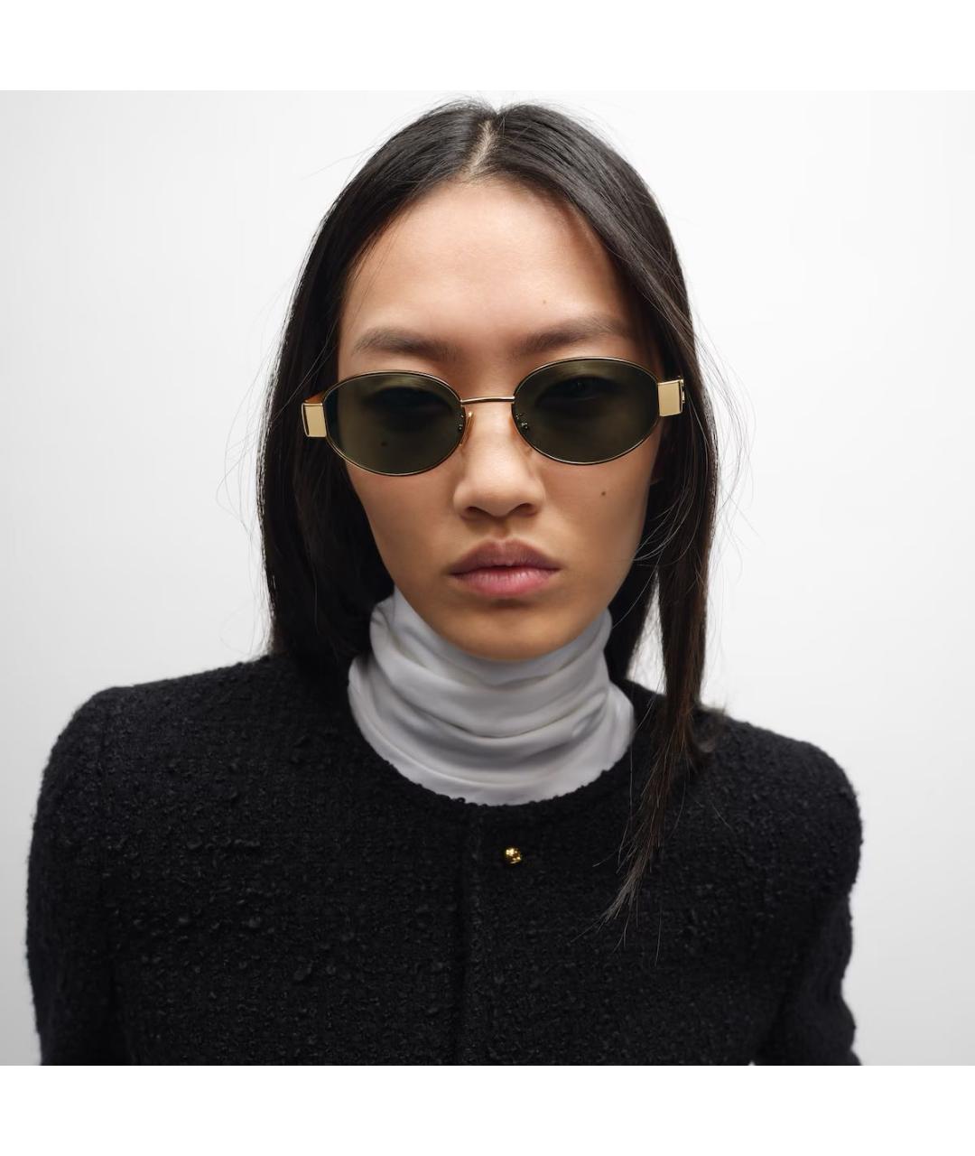 CELINE Золотые металлические солнцезащитные очки, фото 7