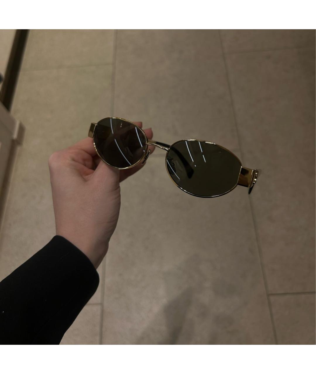 CELINE Золотые металлические солнцезащитные очки, фото 6