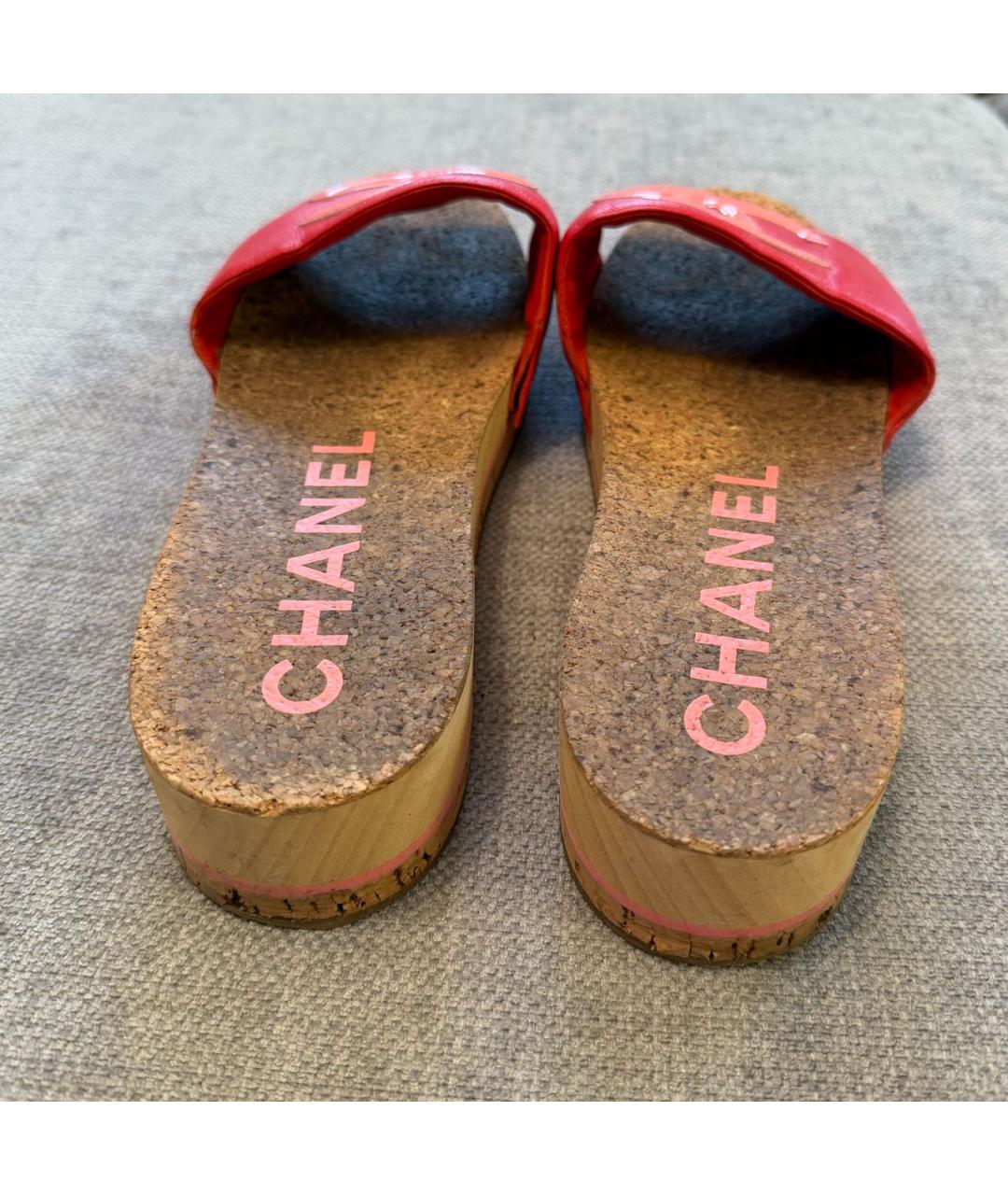 CHANEL Красные кожаные сандалии, фото 4