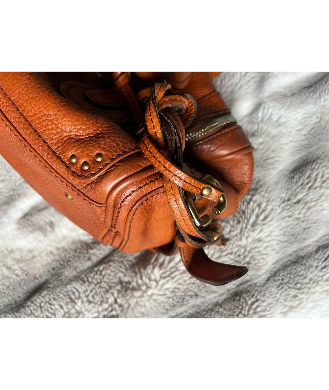 CHLOE Оранжевая кожаная сумка с короткими ручками, фото 7