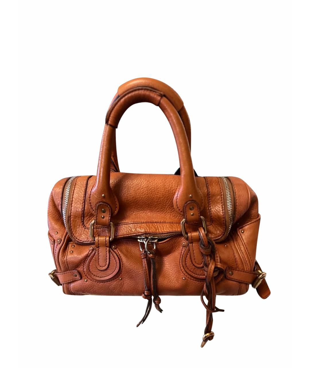 CHLOE Оранжевая кожаная сумка с короткими ручками, фото 1