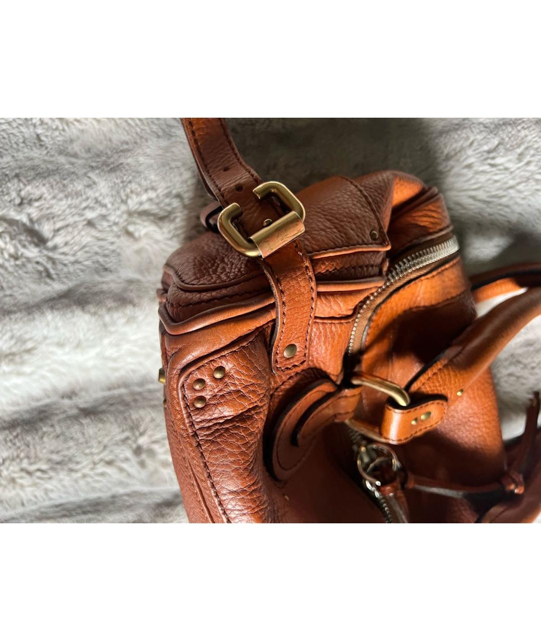 CHLOE Оранжевая кожаная сумка с короткими ручками, фото 6