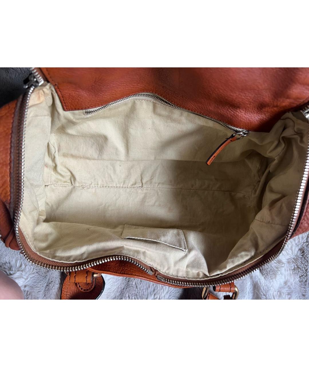 CHLOE Оранжевая кожаная сумка с короткими ручками, фото 4