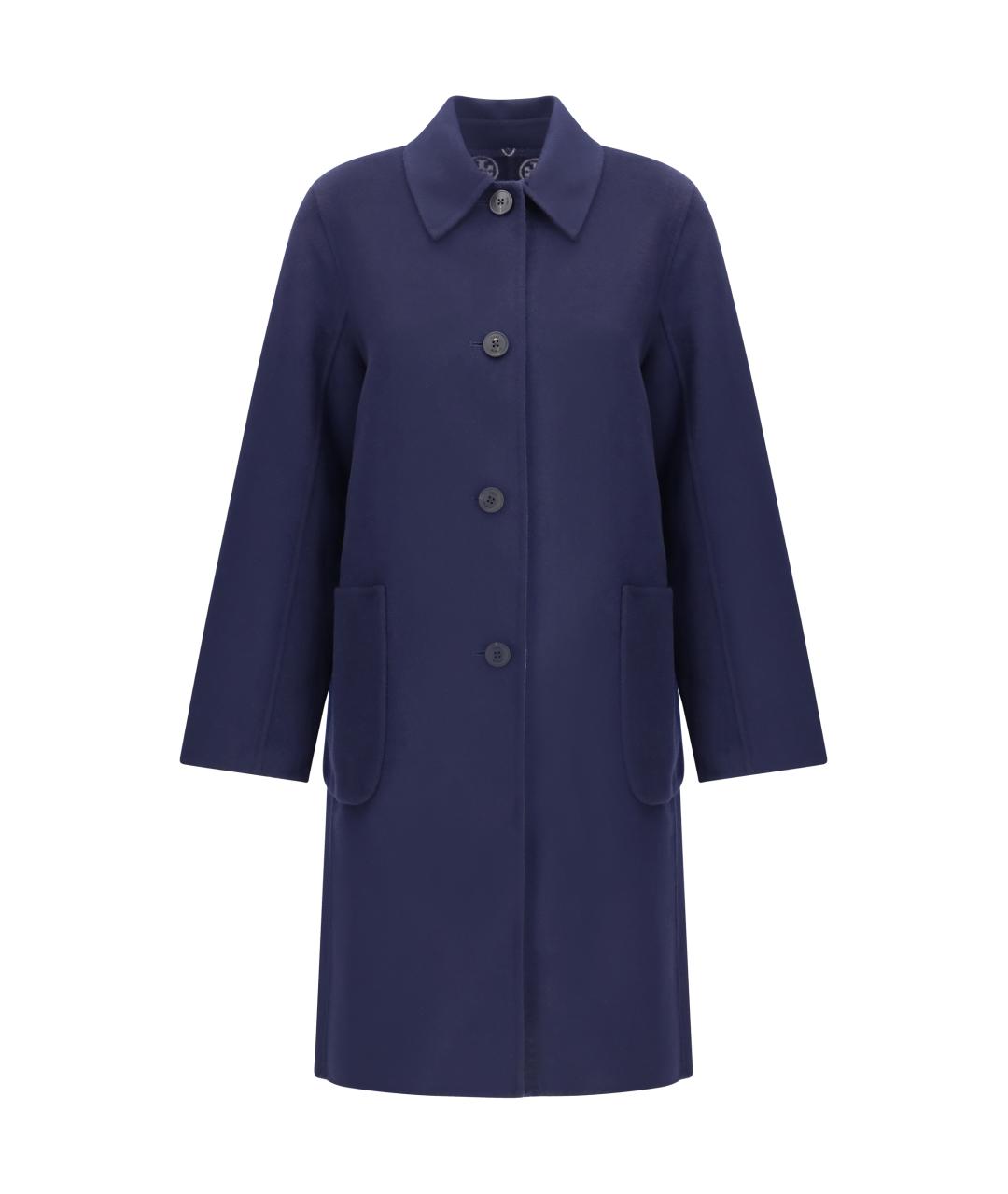 TORY BURCH Синее шерстяное пальто, фото 1