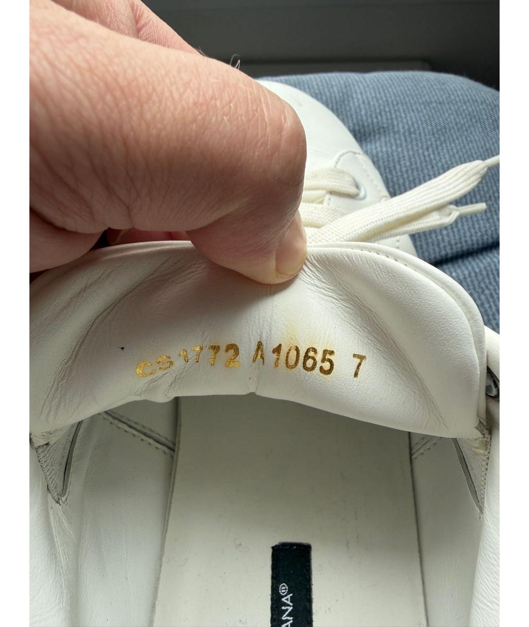 DOLCE&GABBANA Белые кожаные низкие кроссовки / кеды, фото 8