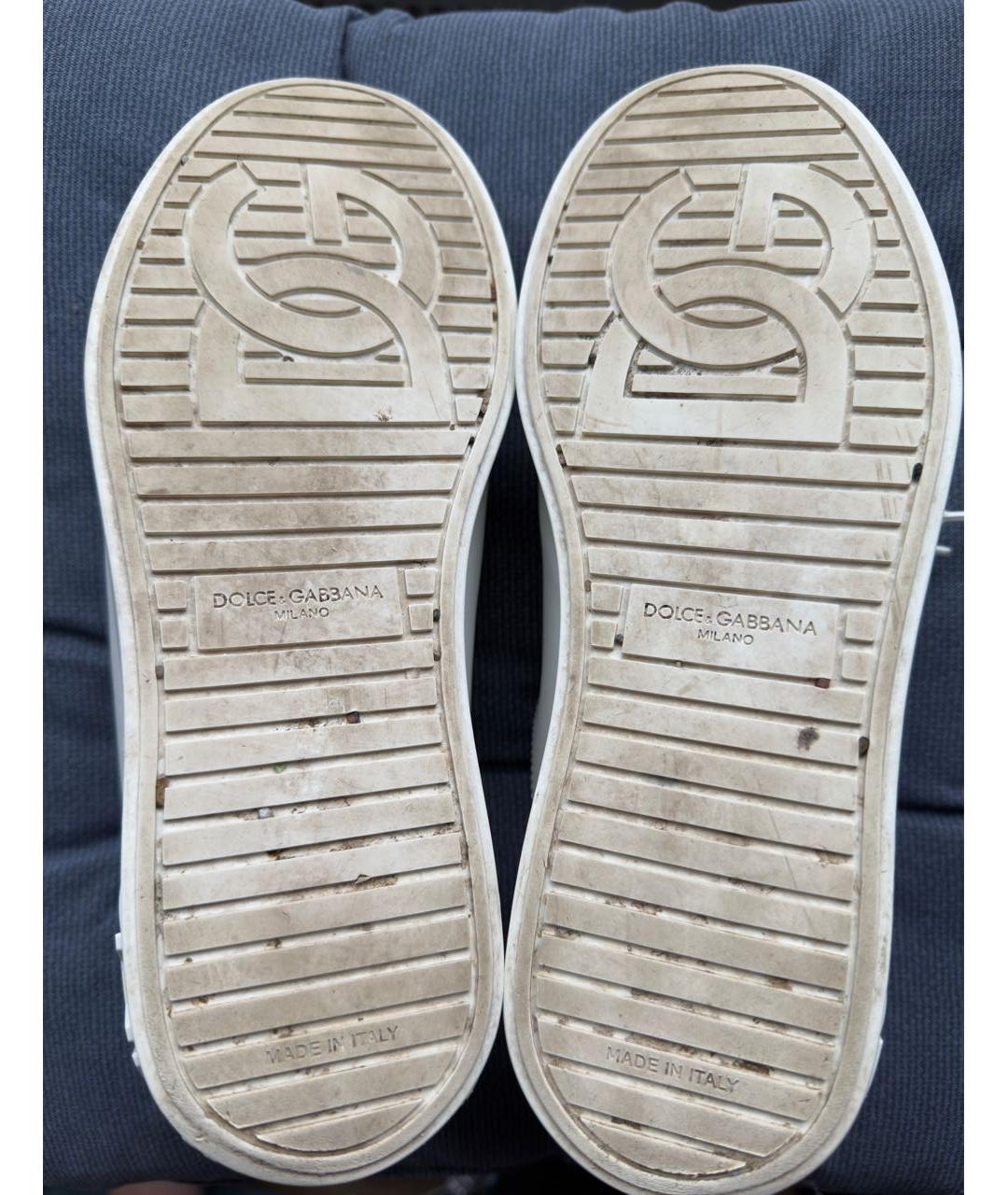 DOLCE&GABBANA Белые кожаные низкие кроссовки / кеды, фото 5