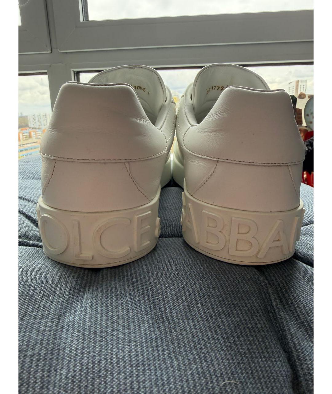 DOLCE&GABBANA Белые кожаные низкие кроссовки / кеды, фото 4