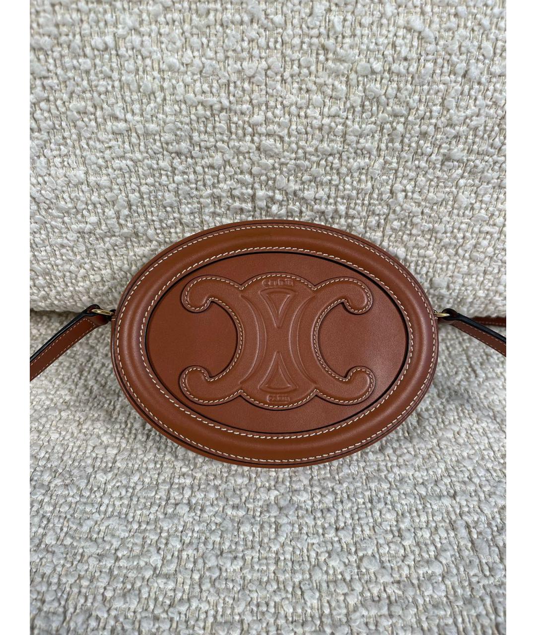 CELINE Коричневая кожаная сумка через плечо, фото 9