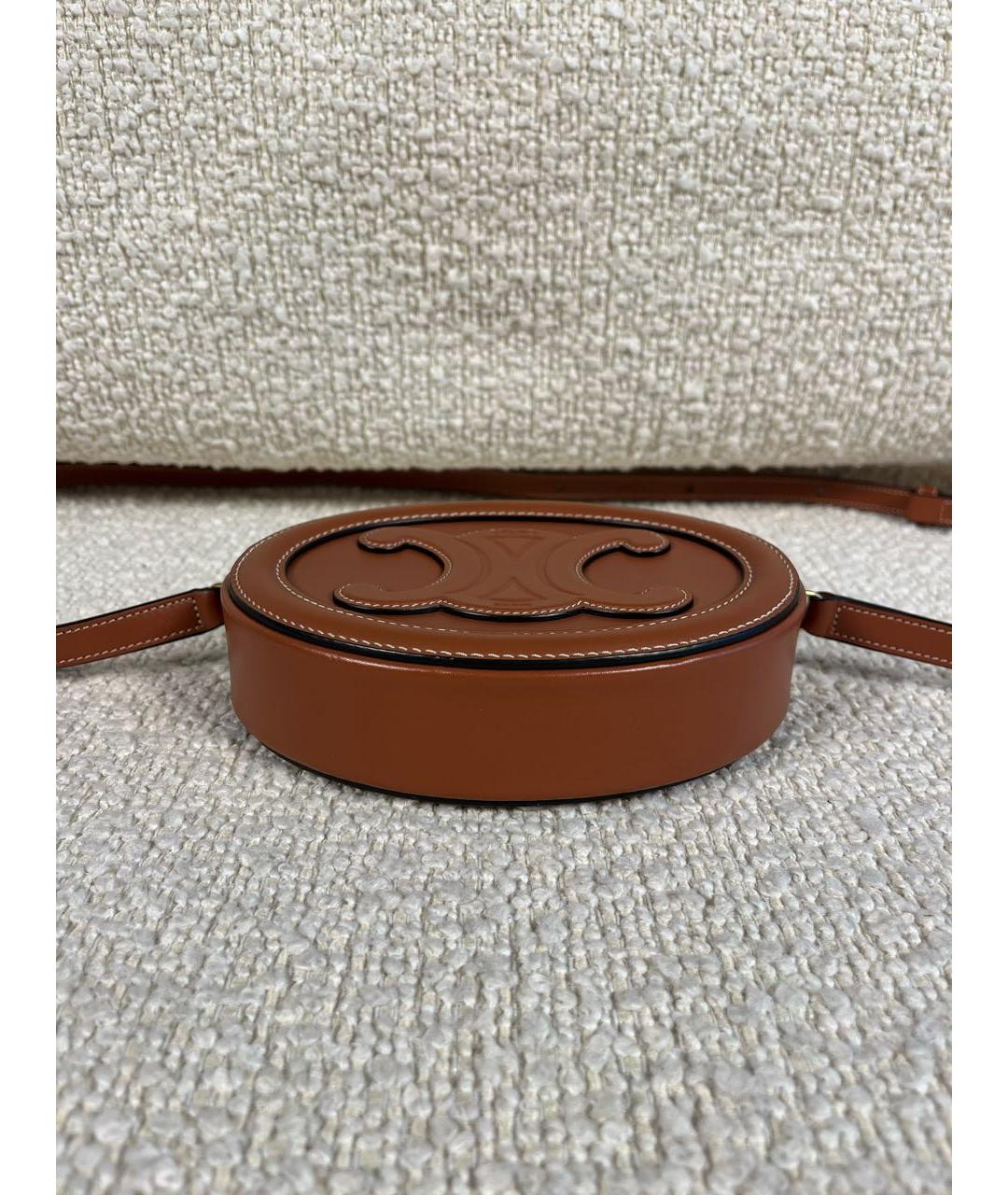 CELINE Коричневая кожаная сумка через плечо, фото 6