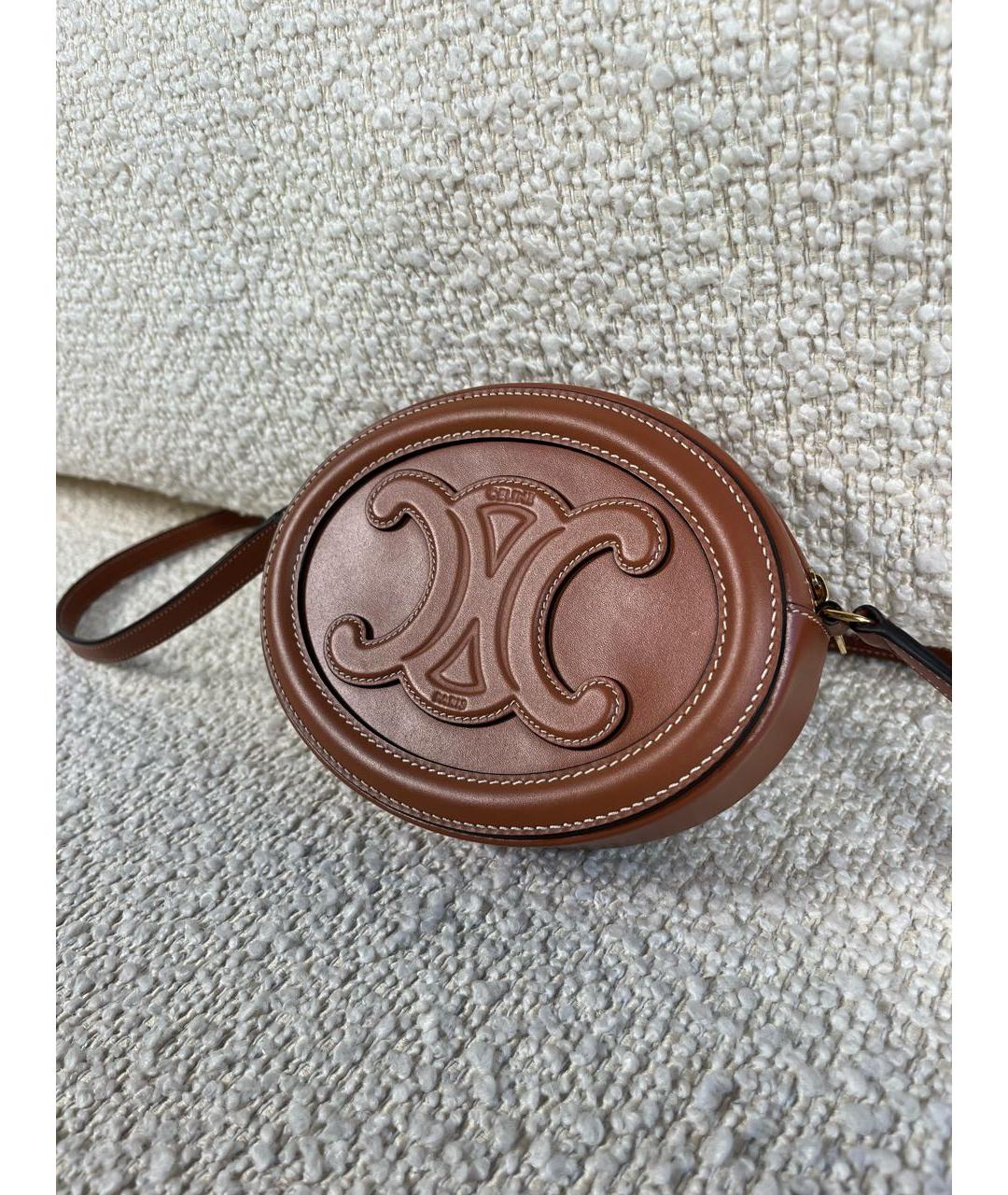 CELINE Коричневая кожаная сумка через плечо, фото 5