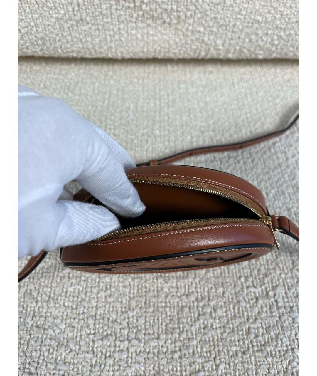 CELINE Коричневая кожаная сумка через плечо, фото 4
