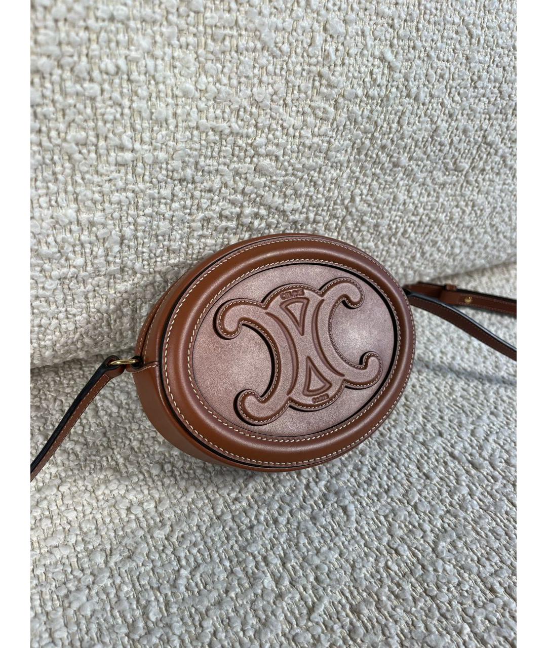 CELINE Коричневая кожаная сумка через плечо, фото 2